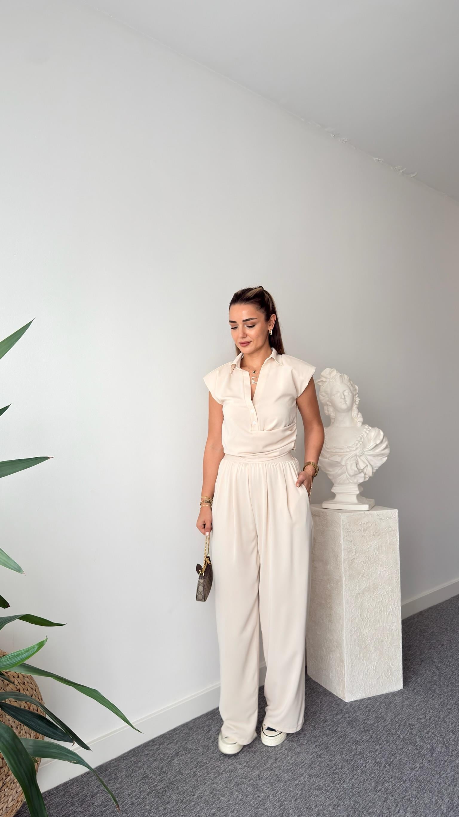 Taş Fredi Yan Fermuarlı Bluz