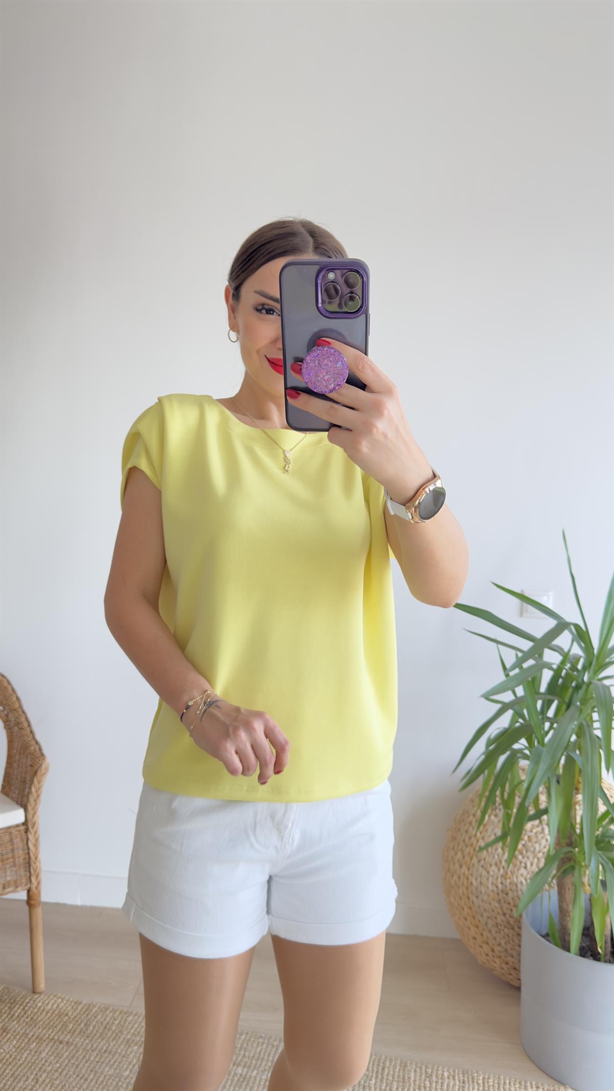 Sarı Kol Detaylı Tok Doku Modal Basic