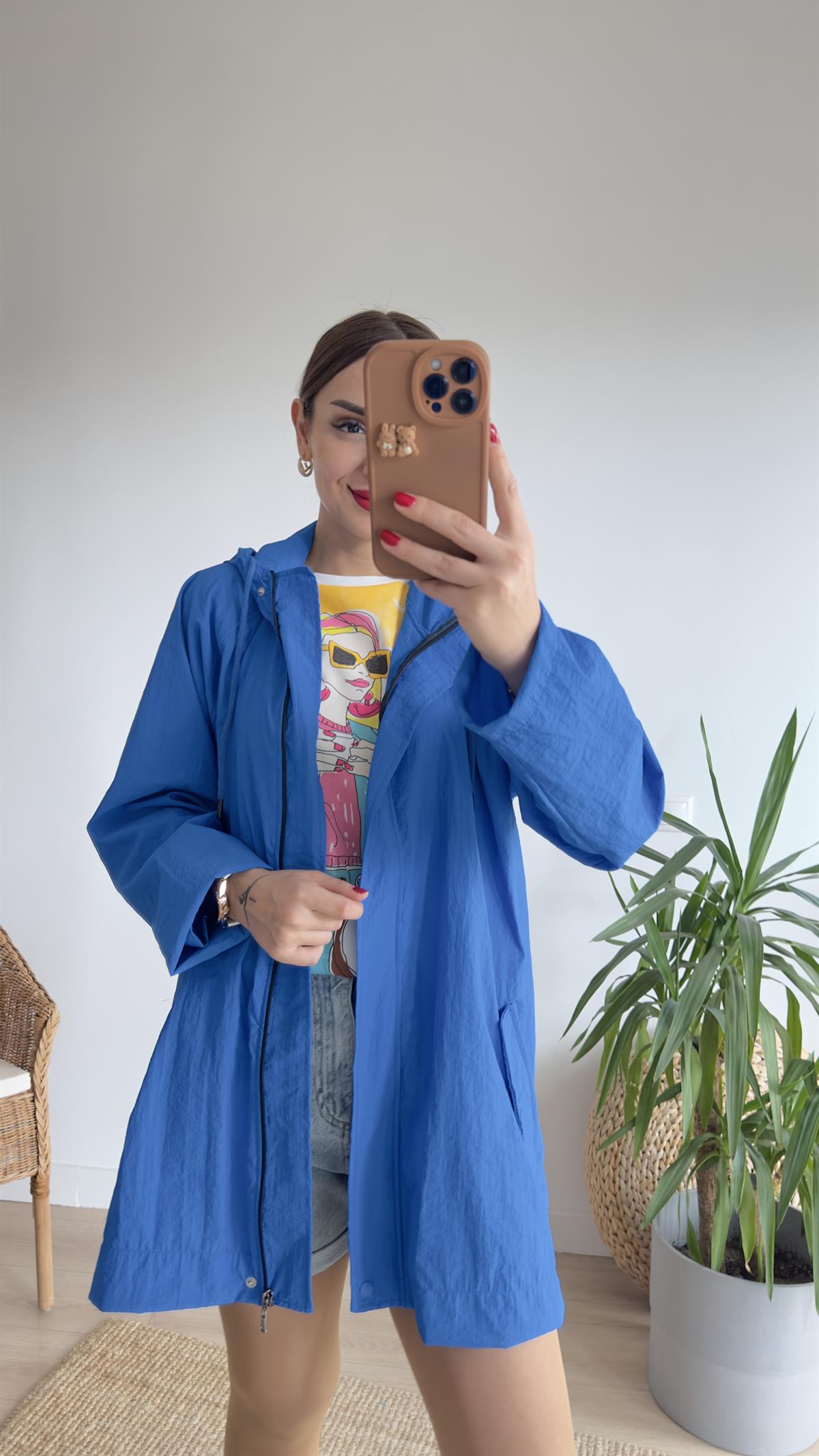Madis Oversize Mavi Yağmurluk 