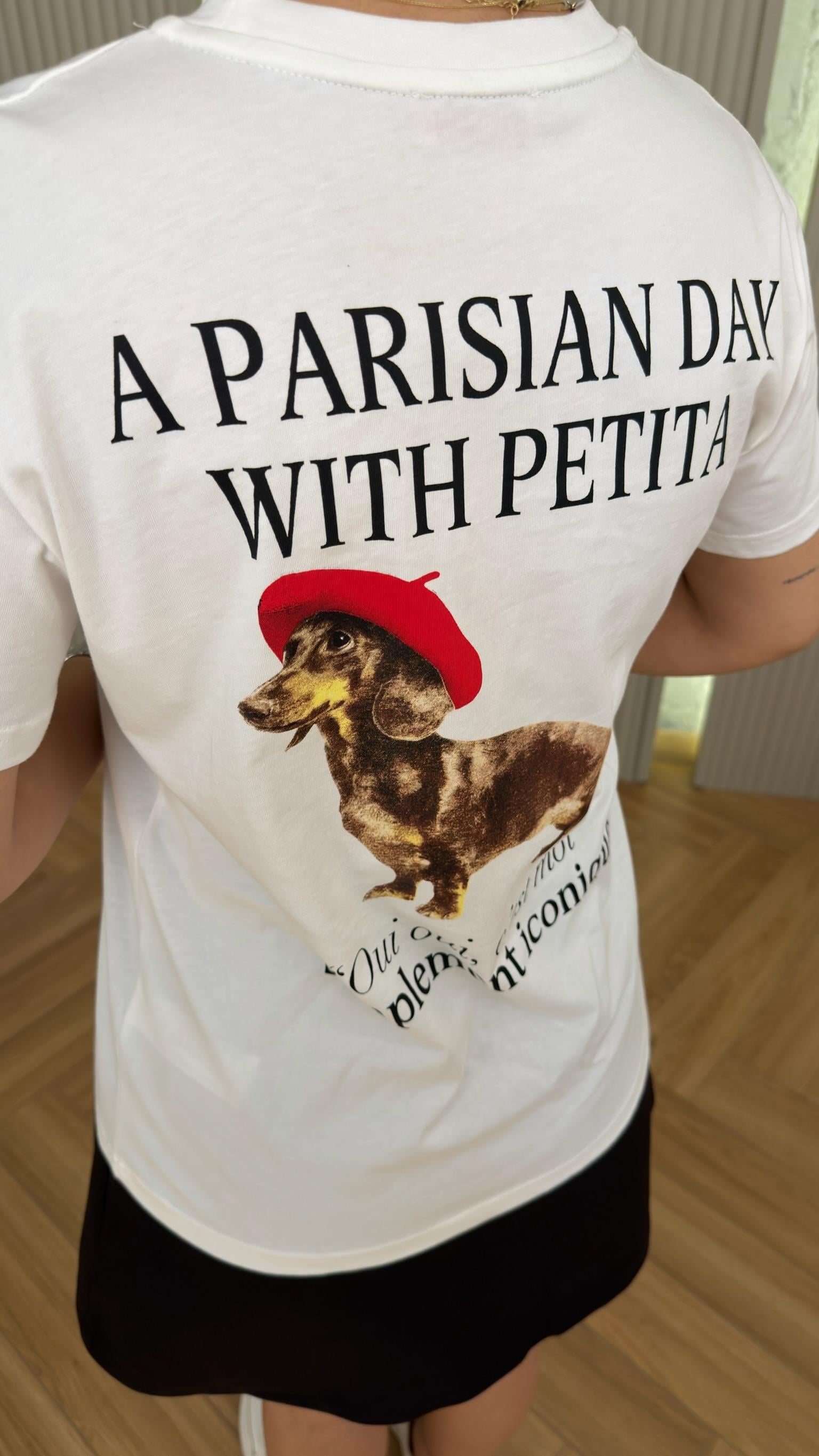 Petita Sırt Baskı Detaylı Beyaz Tshirt