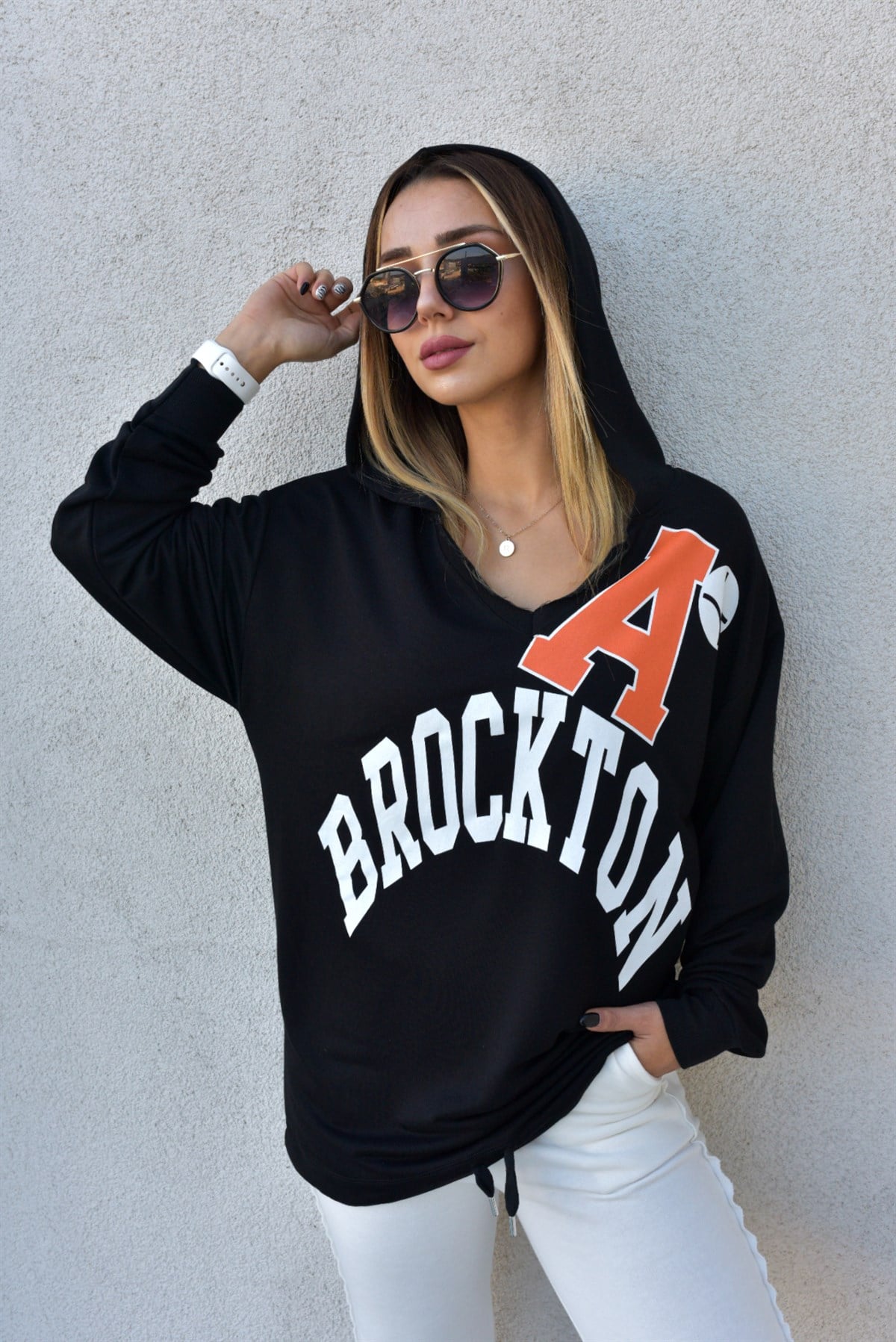 A Baskı Kapüşonlu Sweat