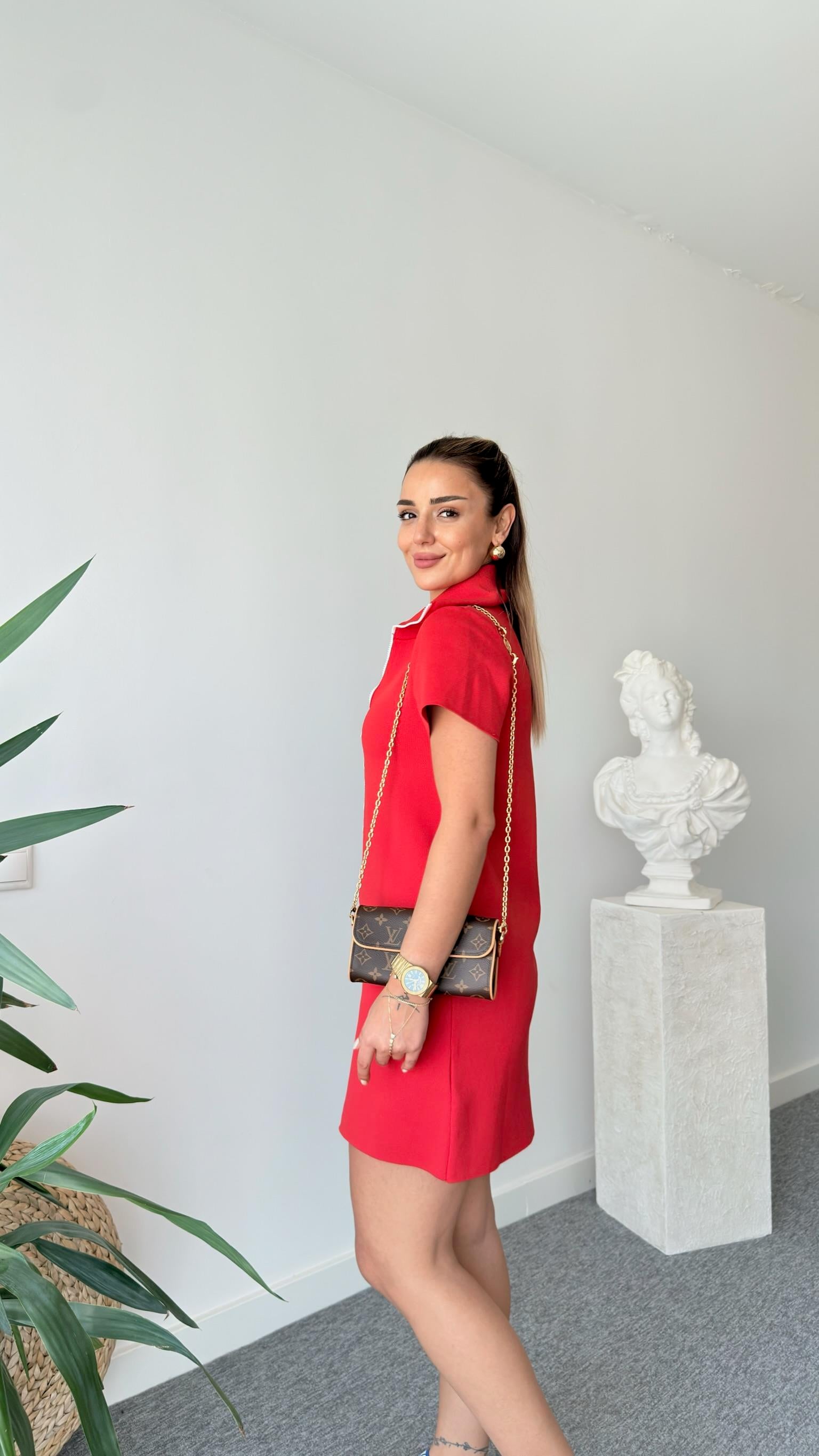 Kırmızı Savilo Zra Model Triko Elbise 
