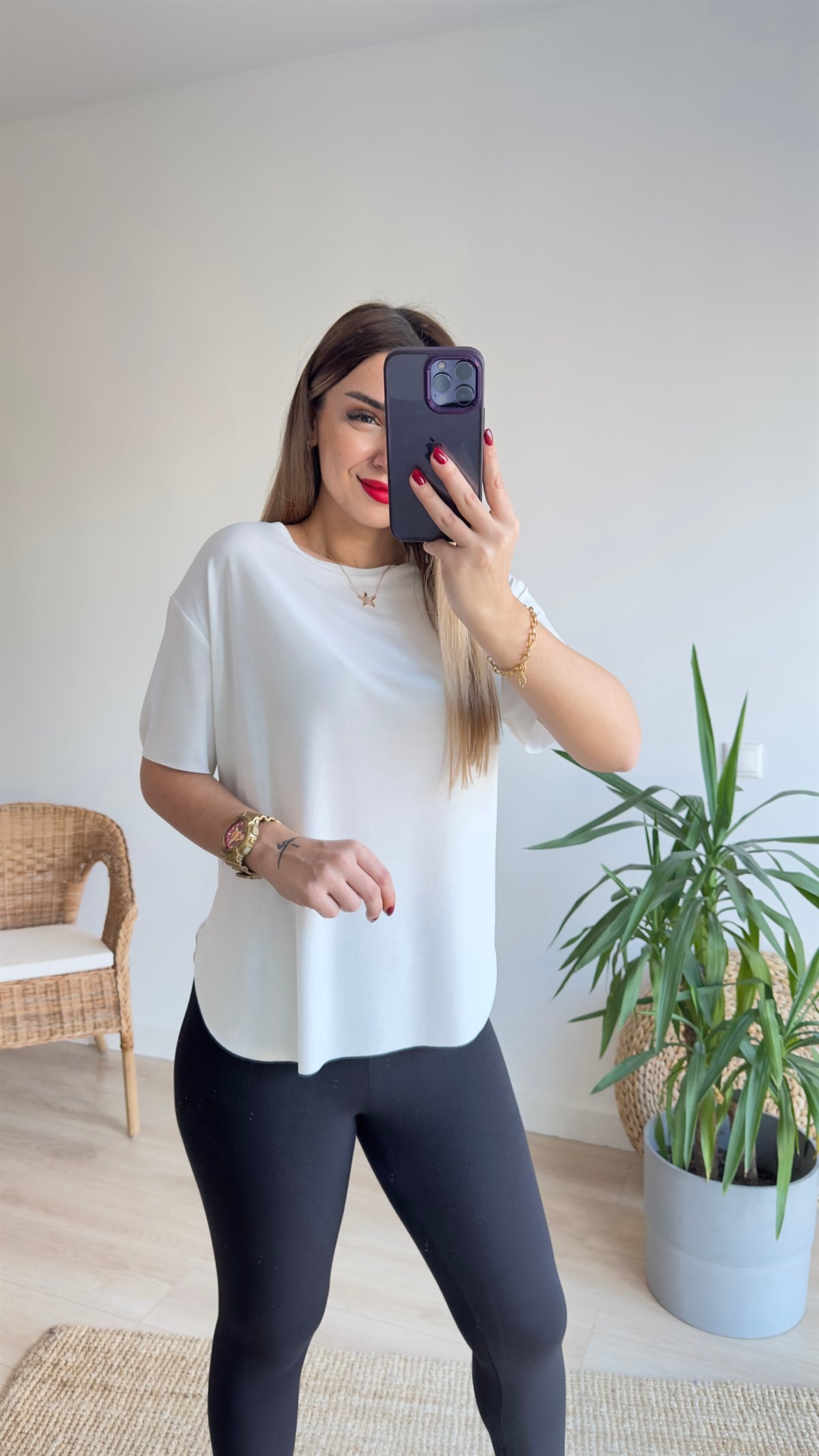 Dikişsiz Modal Kumaş Beyaz Tshirt