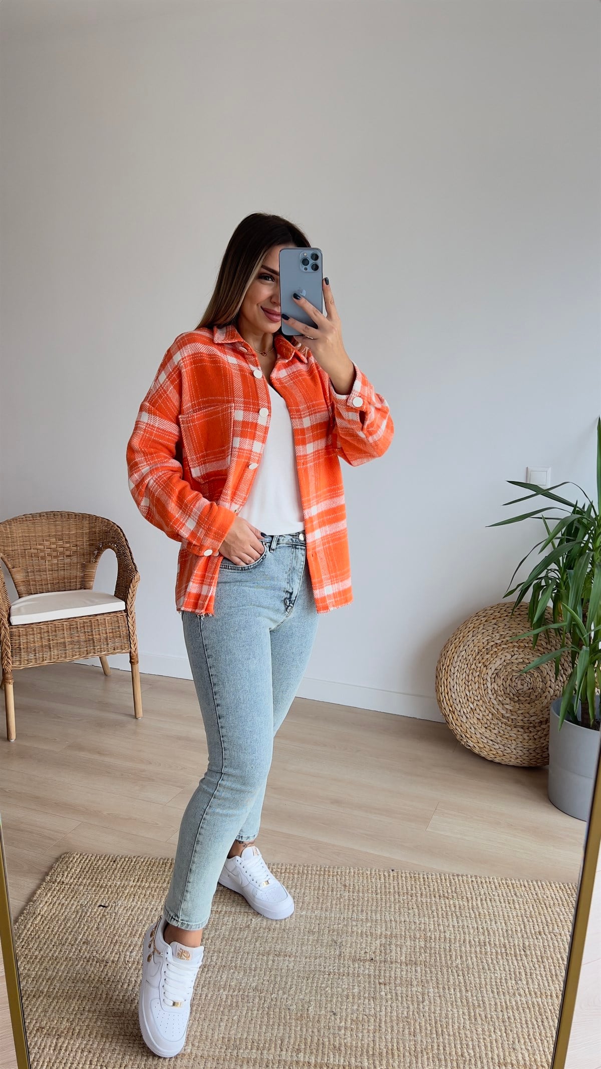 Turuncu Oduncu Ekose Ceket