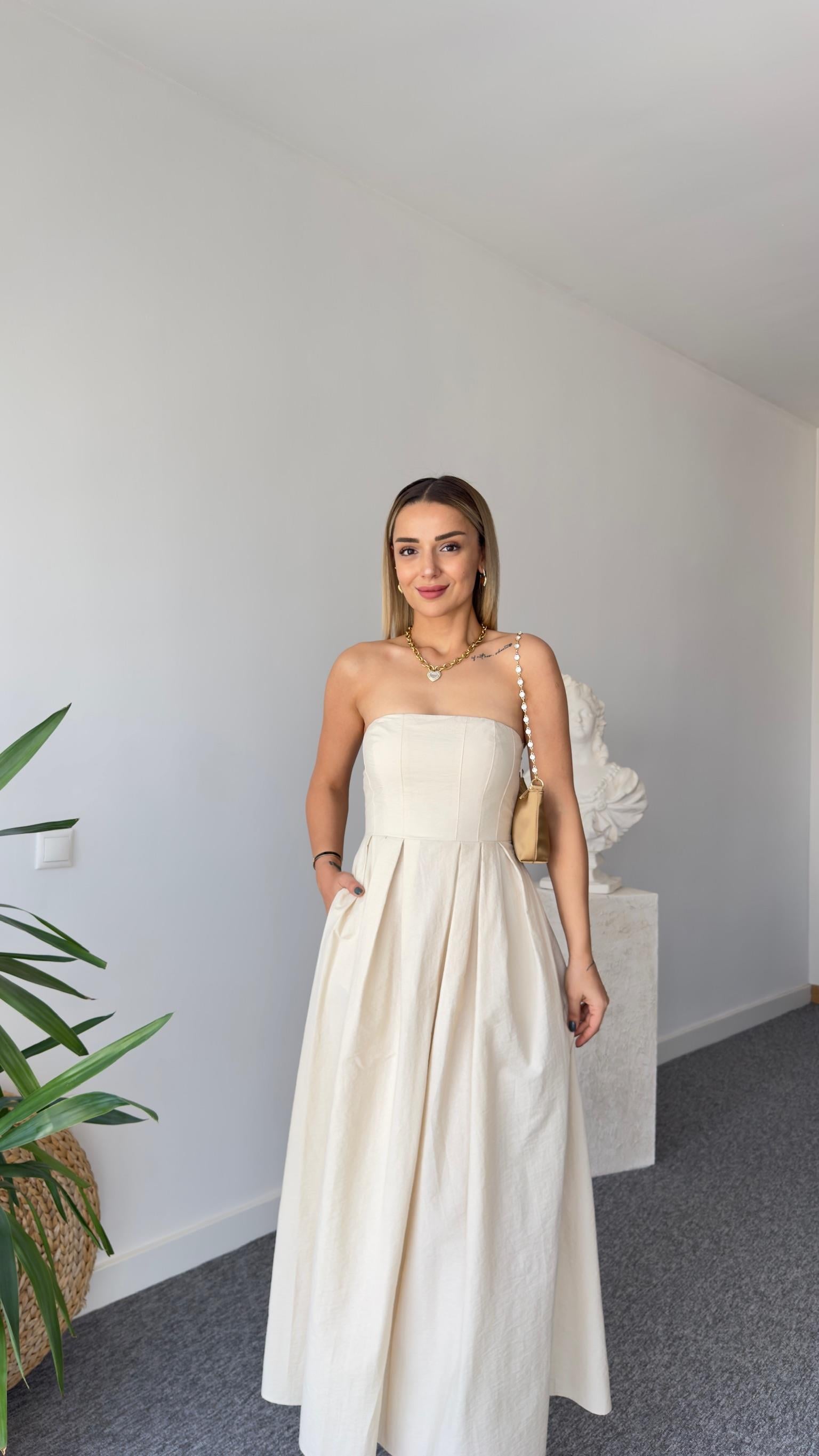 Ella Straplez Taş Elbise 