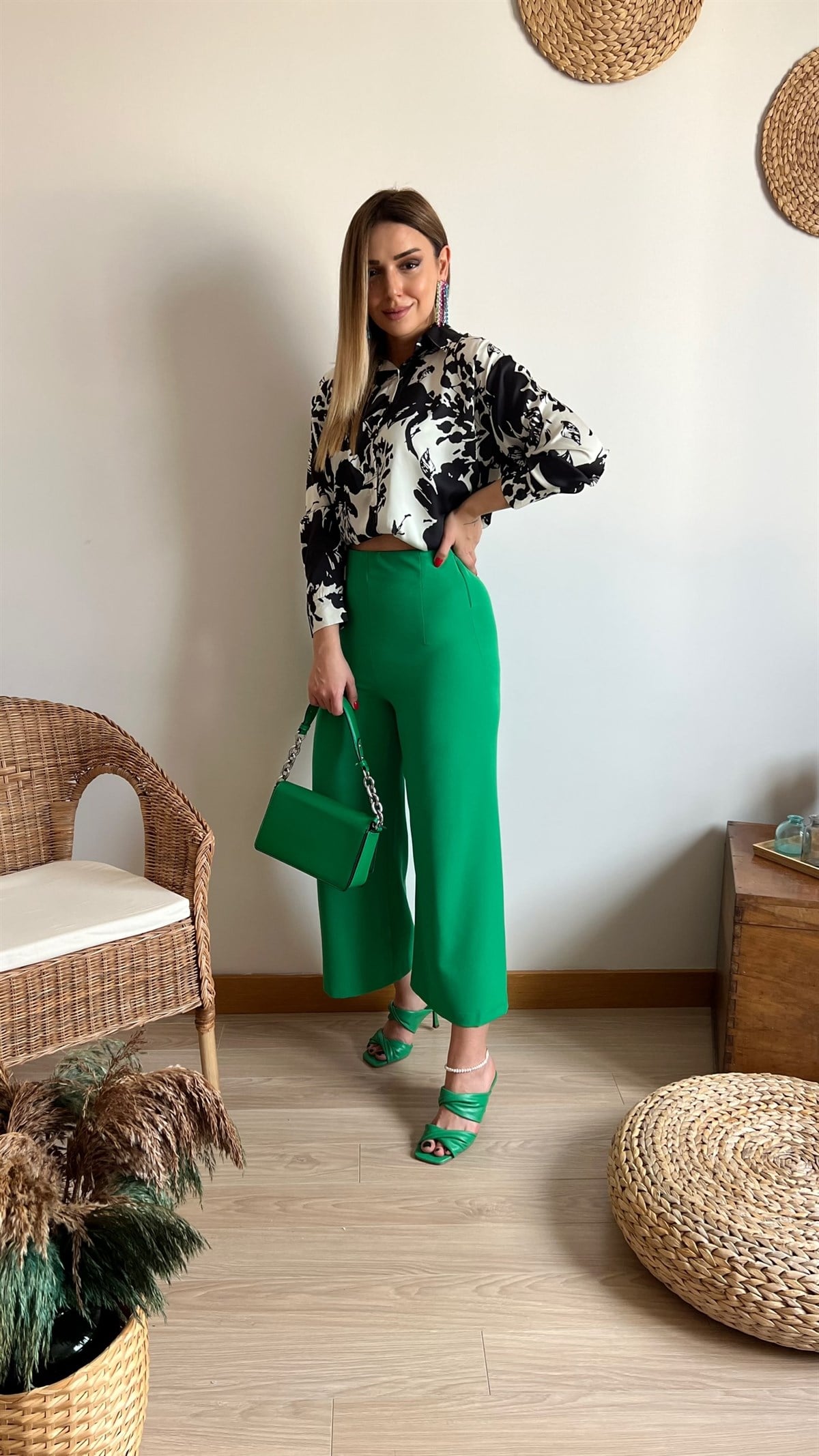Yeşil Culotte Pantolon