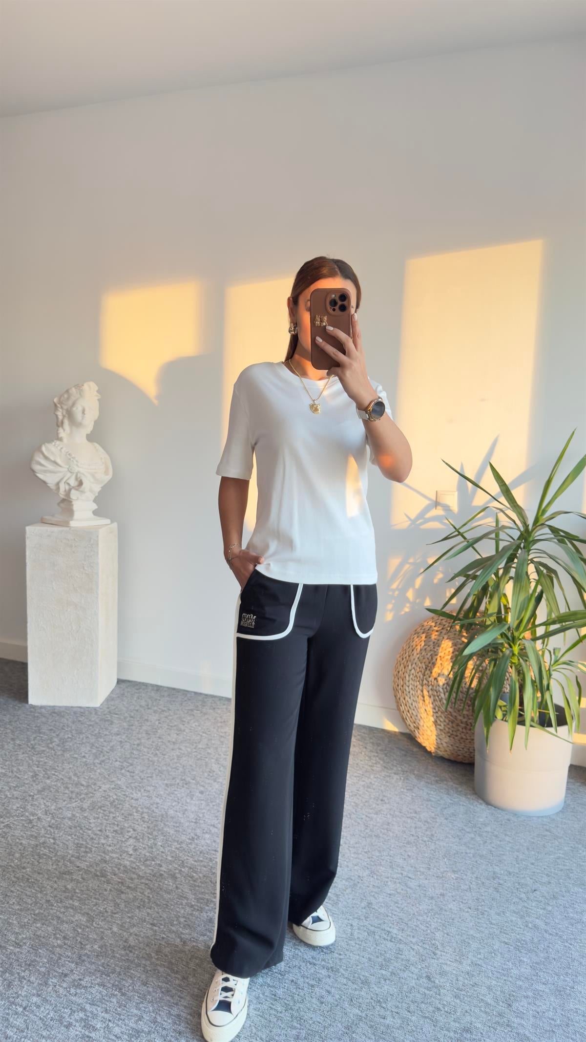 Beyaz Pamuklu Basic Massi Tshirt
