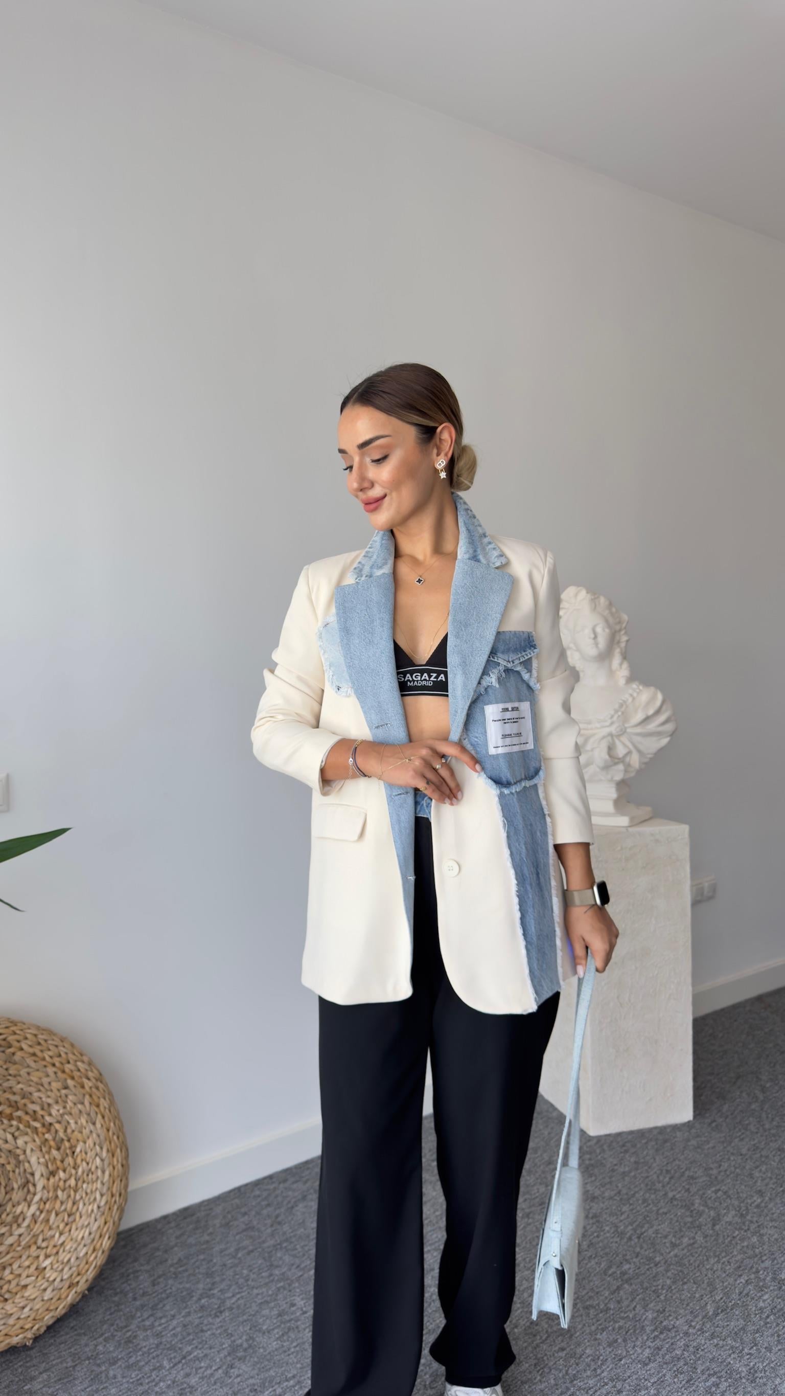 Degra Kot Garnil Ekru Blazer Ceket