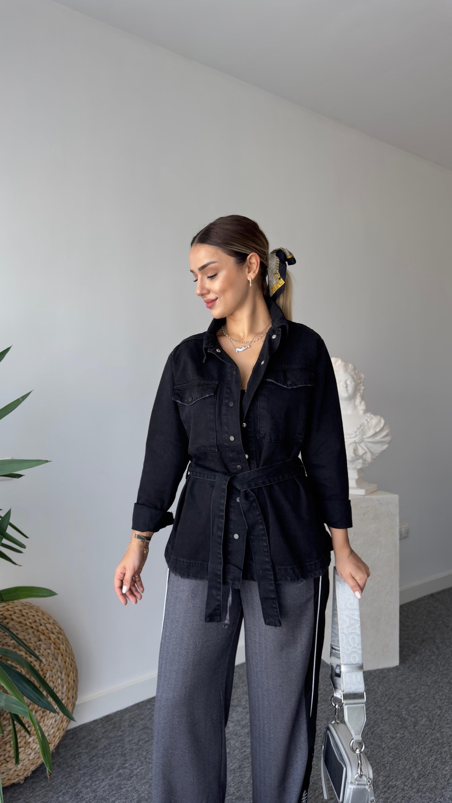 Liona Kemerli Füme Jean Ceket