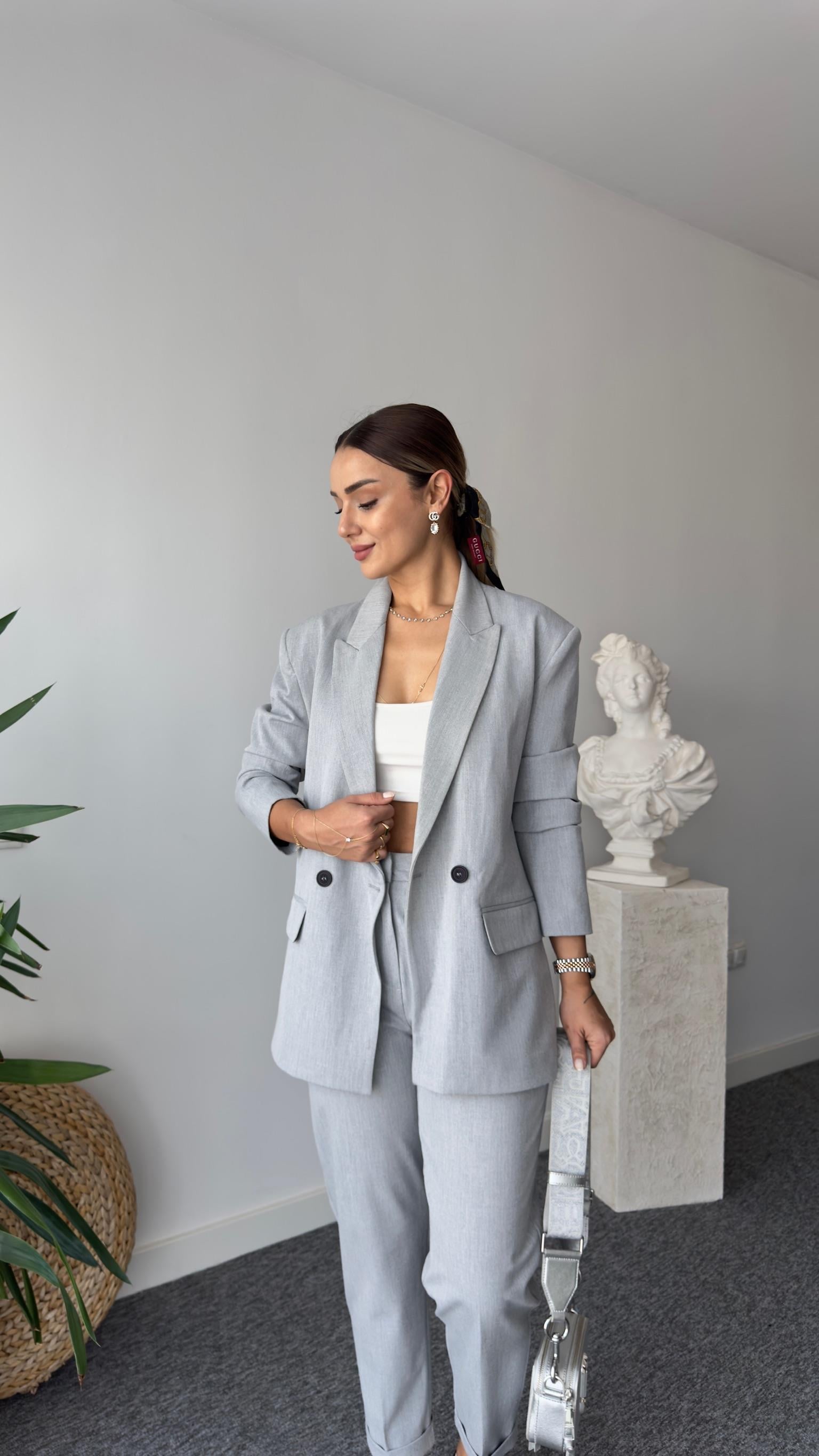 Belize Zra Gri Ceket Pantolon Takım