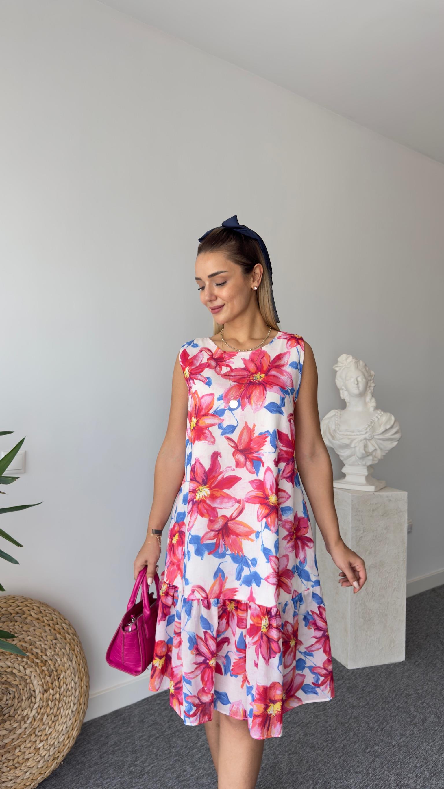 Carlin Çiçek Desenli Kolsuz Elbise 