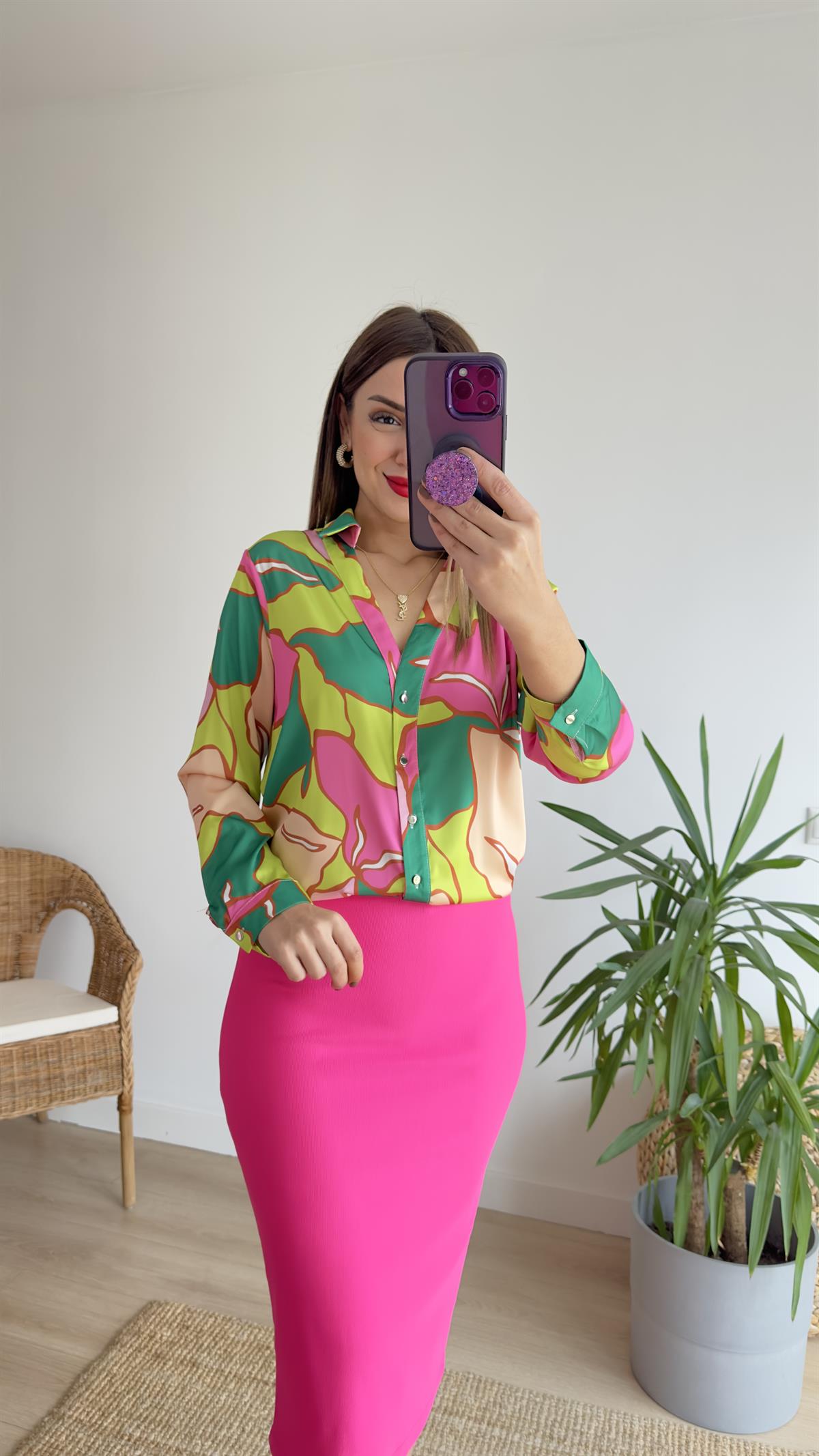 Mery Zra Model Pembe Desen Gömlek