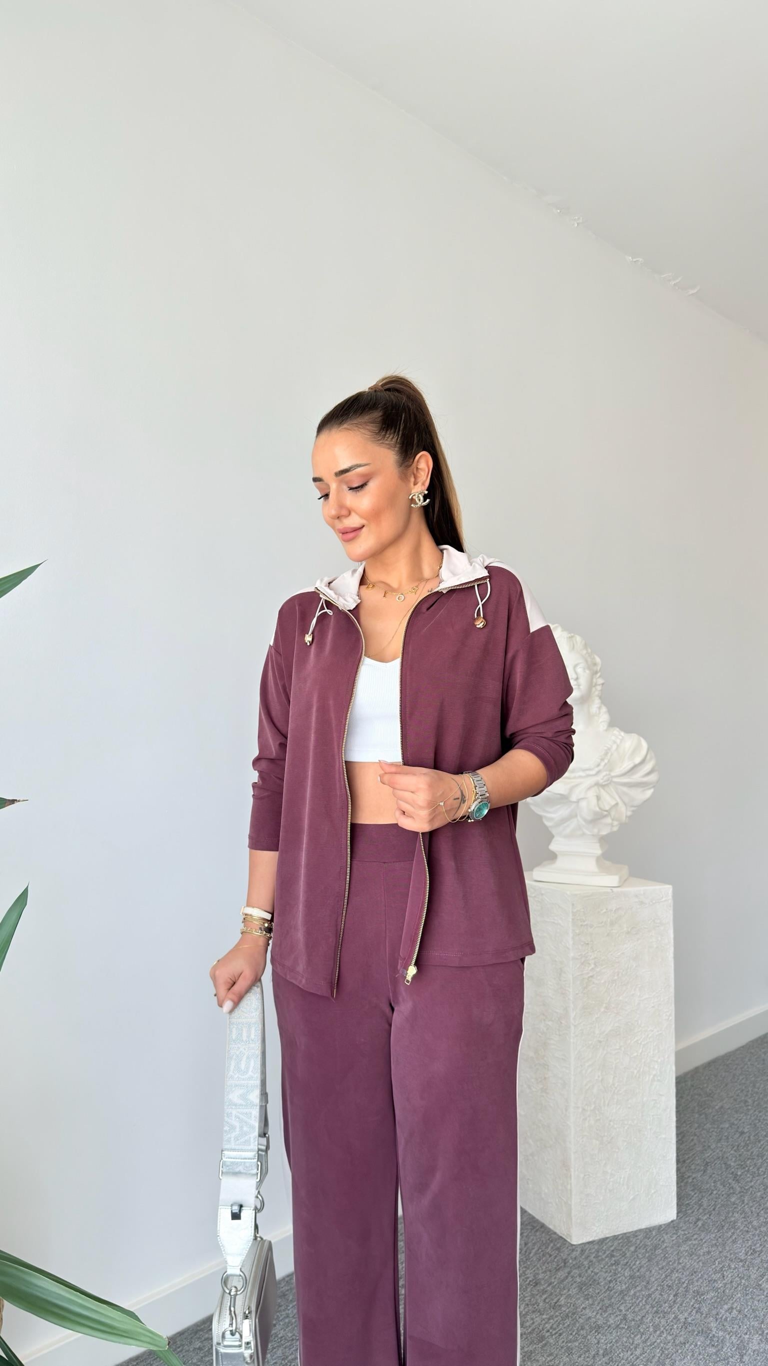 Bordo Labu Paraşüt Detaylı Modal Takım