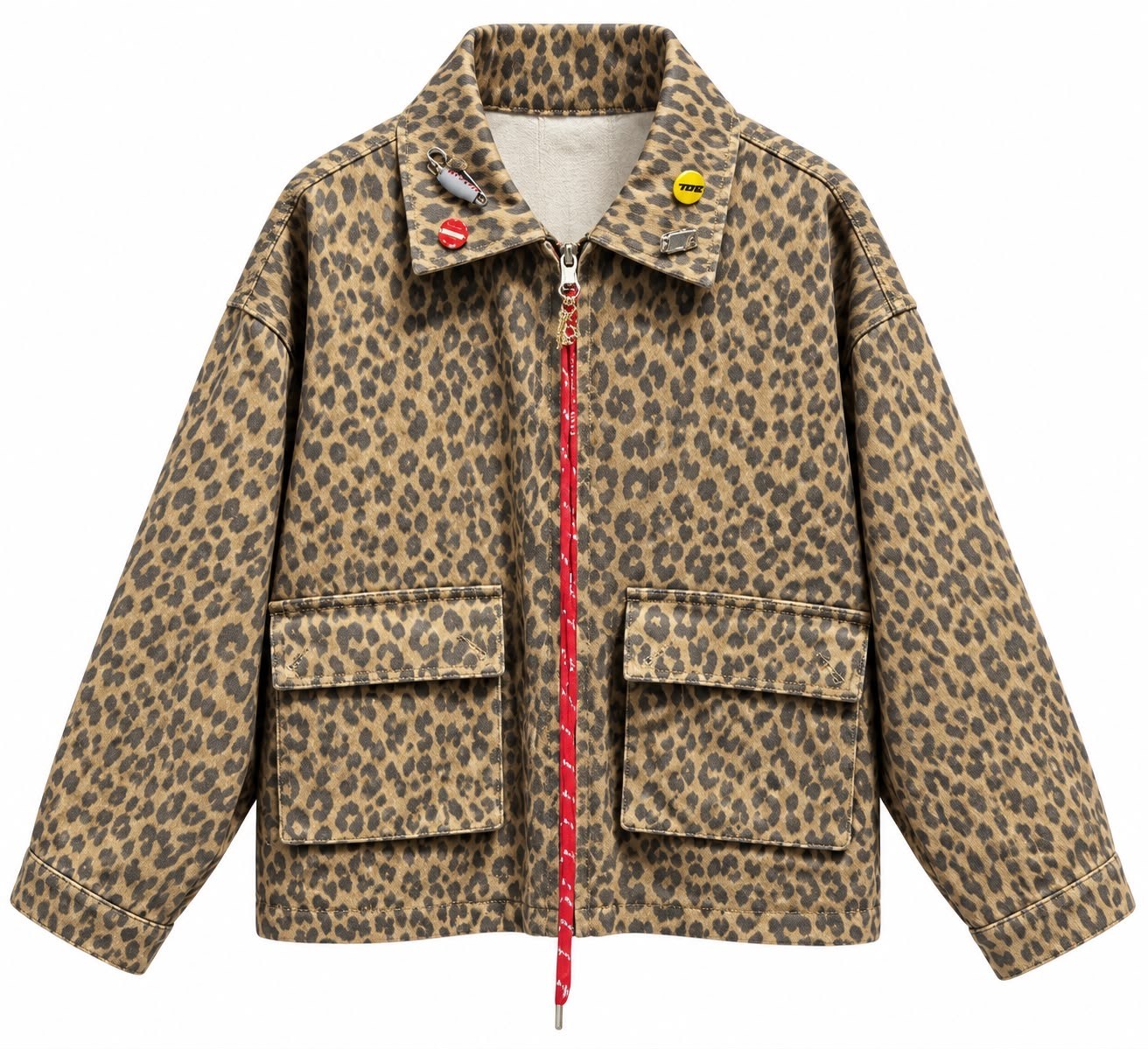Aksesuar Detaylı Leopar Desen Ceket