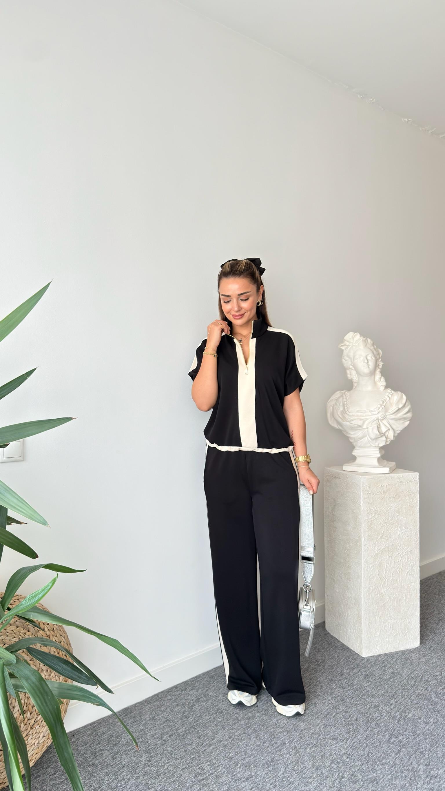 Marle Kısa Kol Şeritli Modal Takım