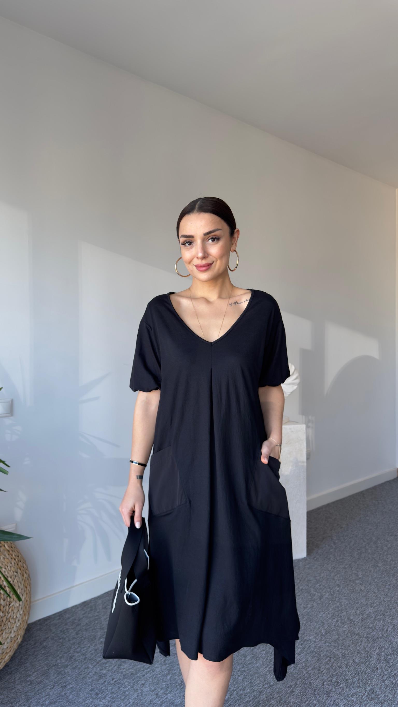 Estel Poplin Detaylı Salaş Elbise