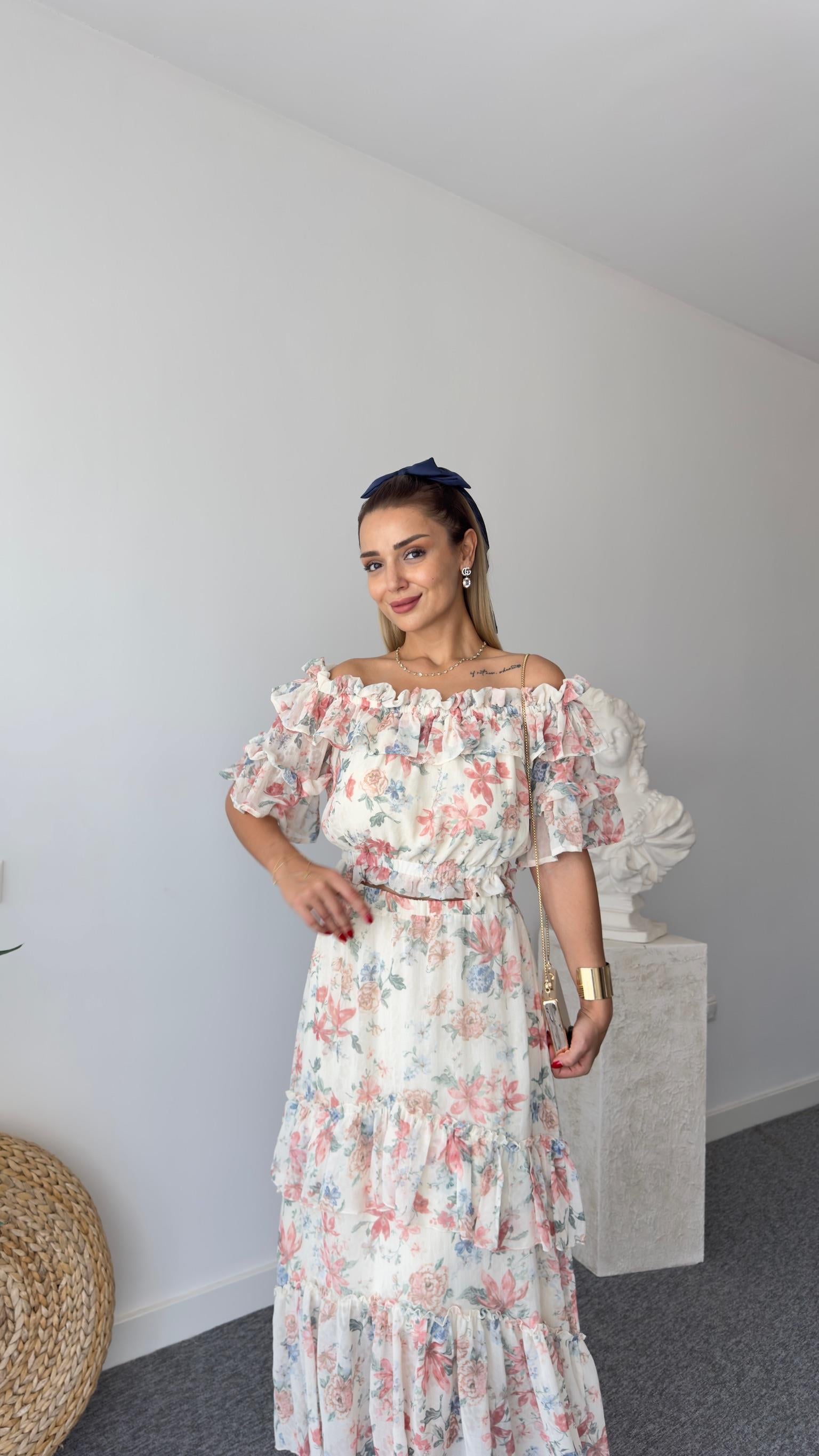 Palmin Fırfırlı Şifon Etekli Takım