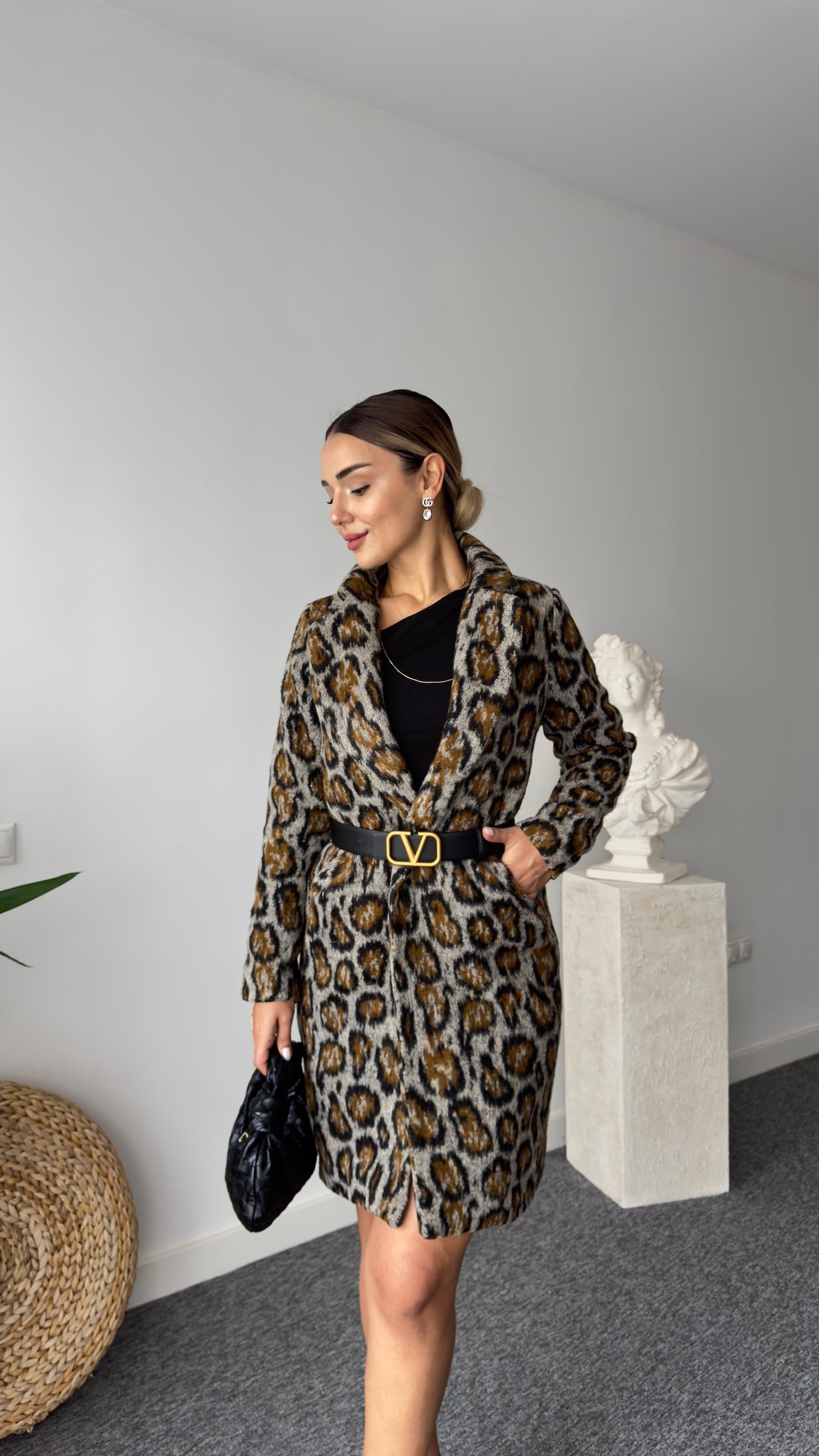 Entalo Astarlı Leopar Kaban