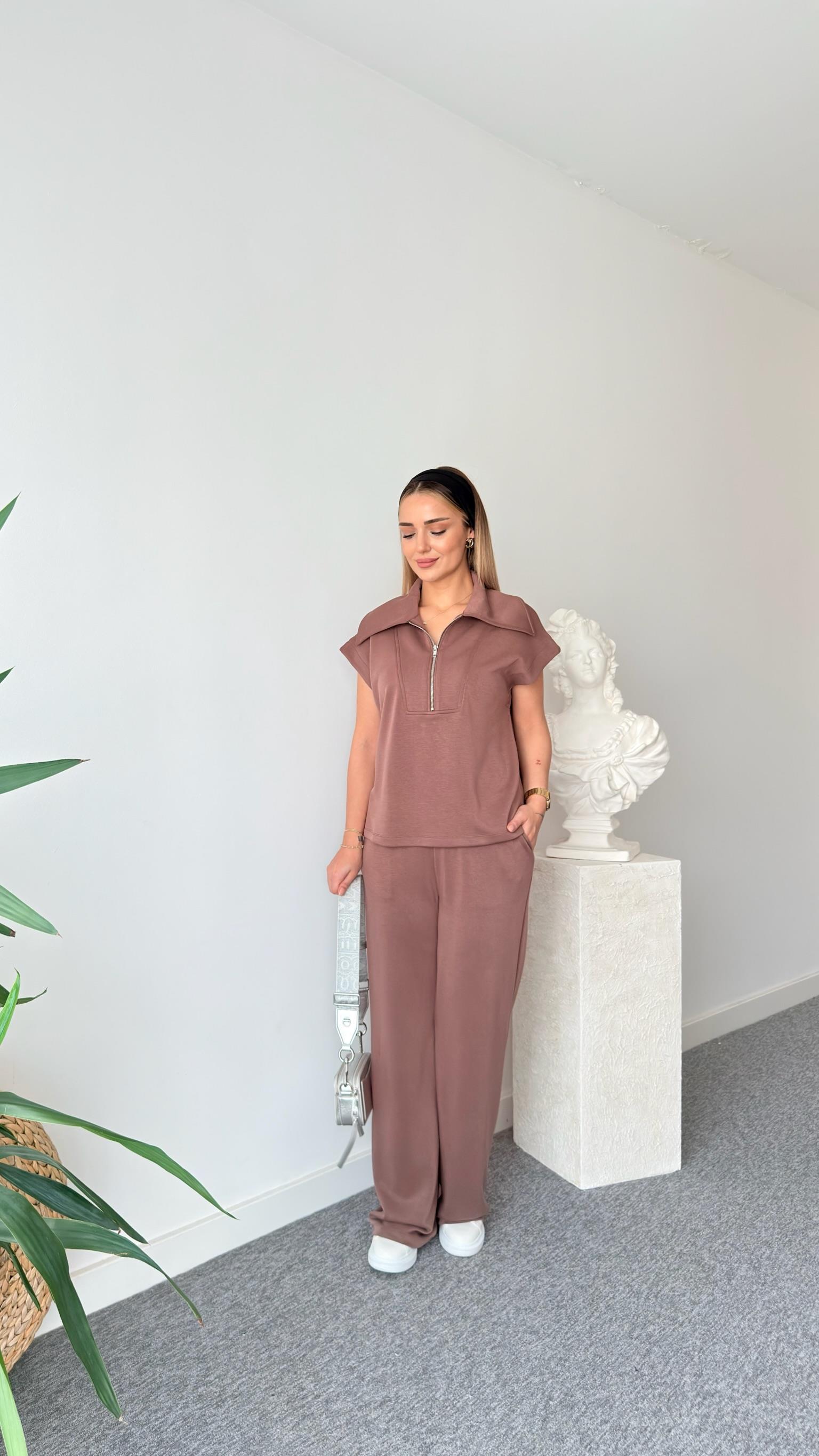 Kahve Clemer Yarım Fermuar Modal Takım (Ön Sipariş Ürünü)