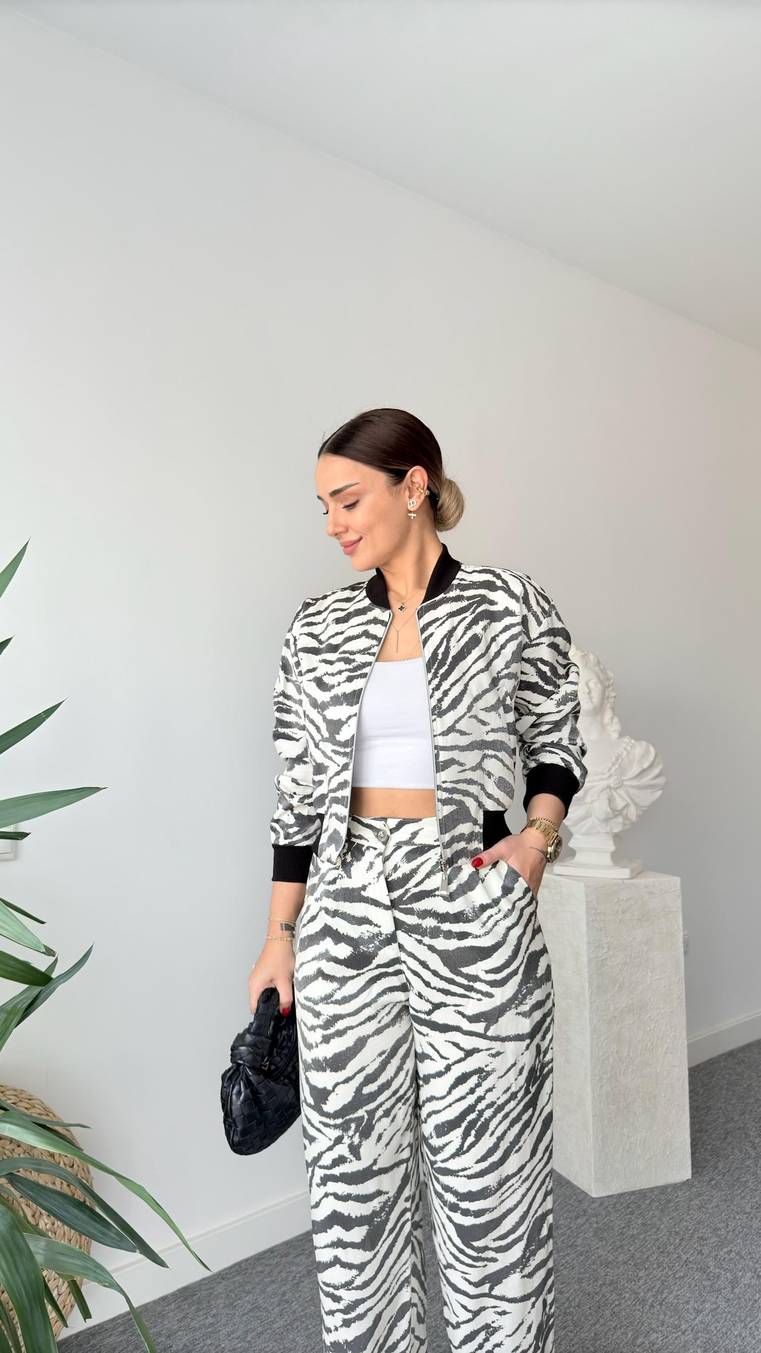 Parle Zebra Desenli Bomber Ceket