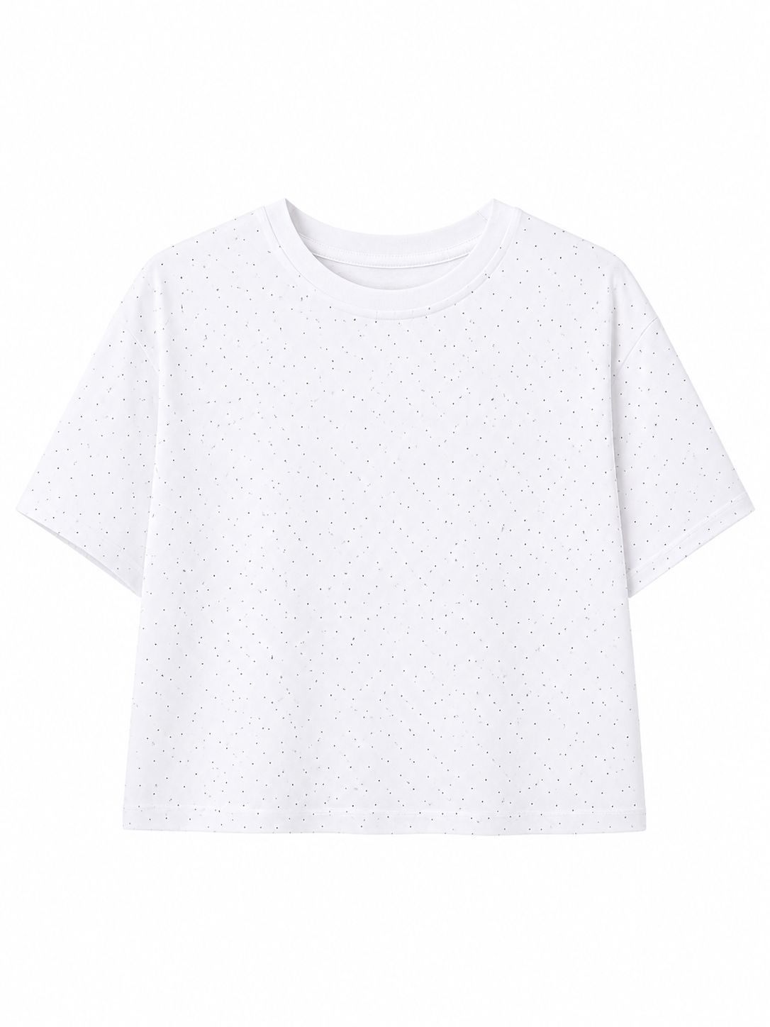 Beyaz Serpme Taşlı Tshirt