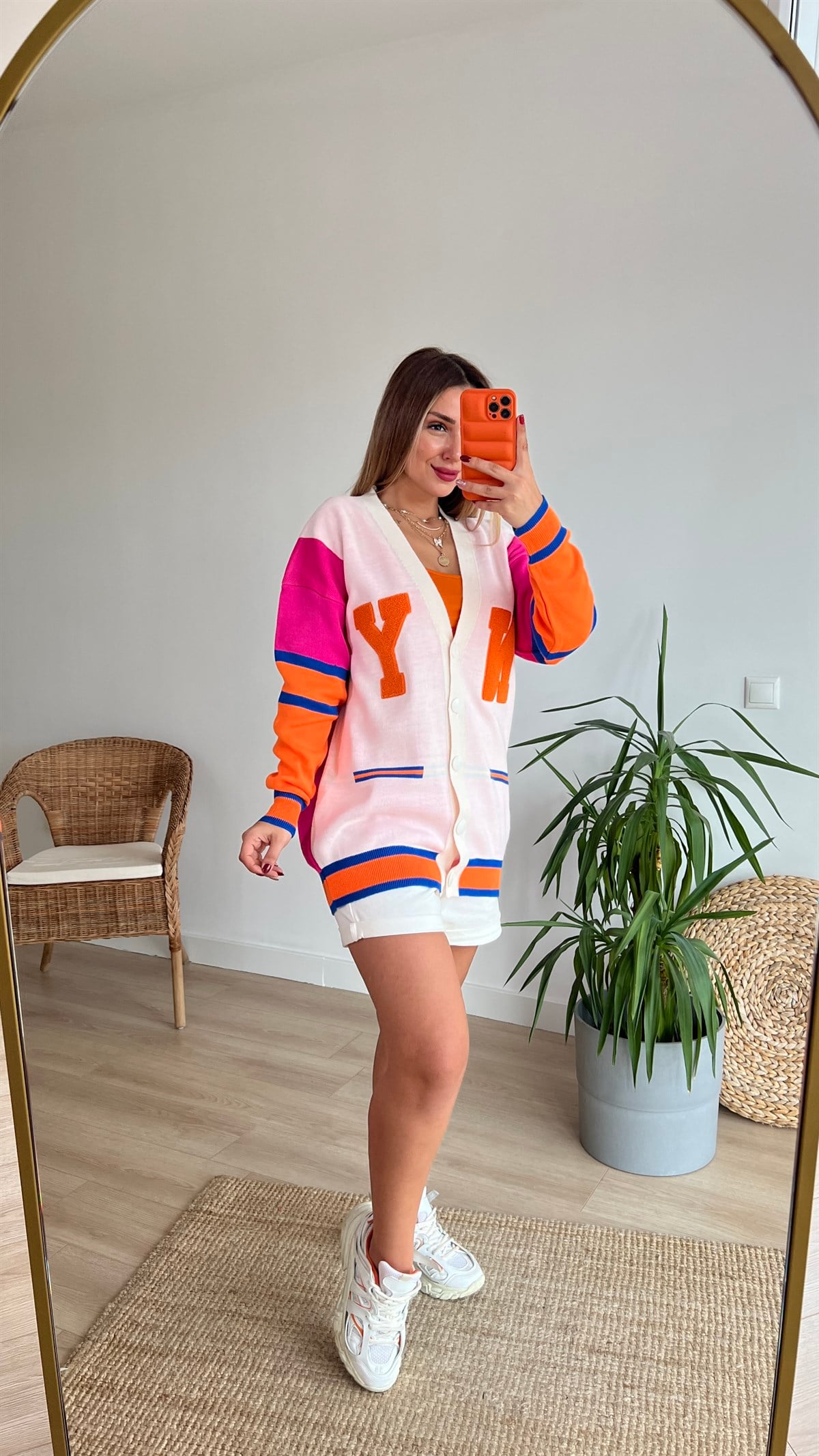 Renkli Ny Baskı Hırka