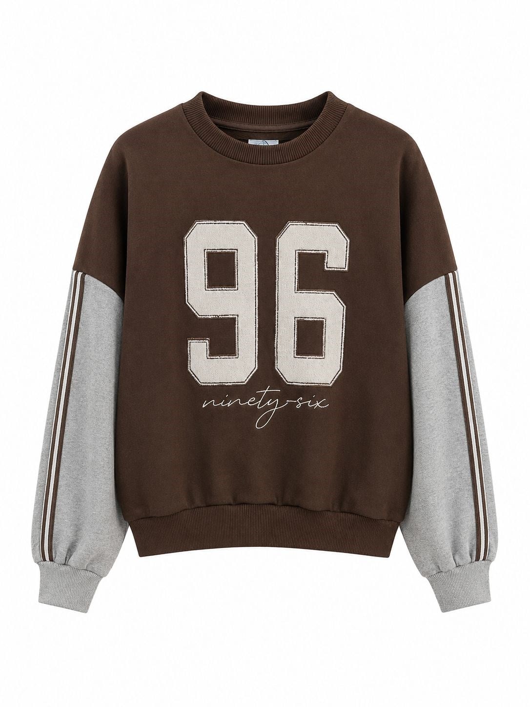 96 Yazılı Şerit Detaylı Sweatshirt