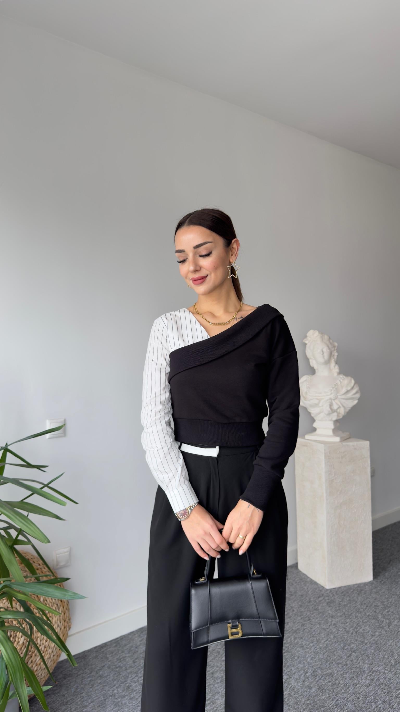 Gömlek Garni Ön Arka V Sweatshirt