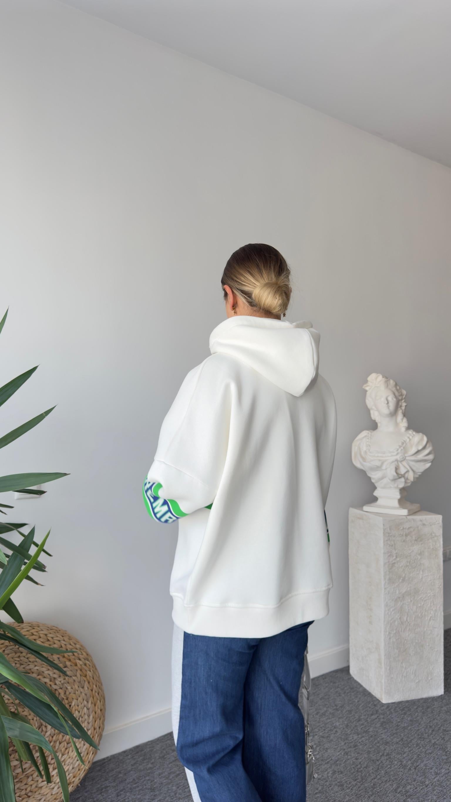 Tomis Baskı Detay Şardonlu Ekru Sweatshirt