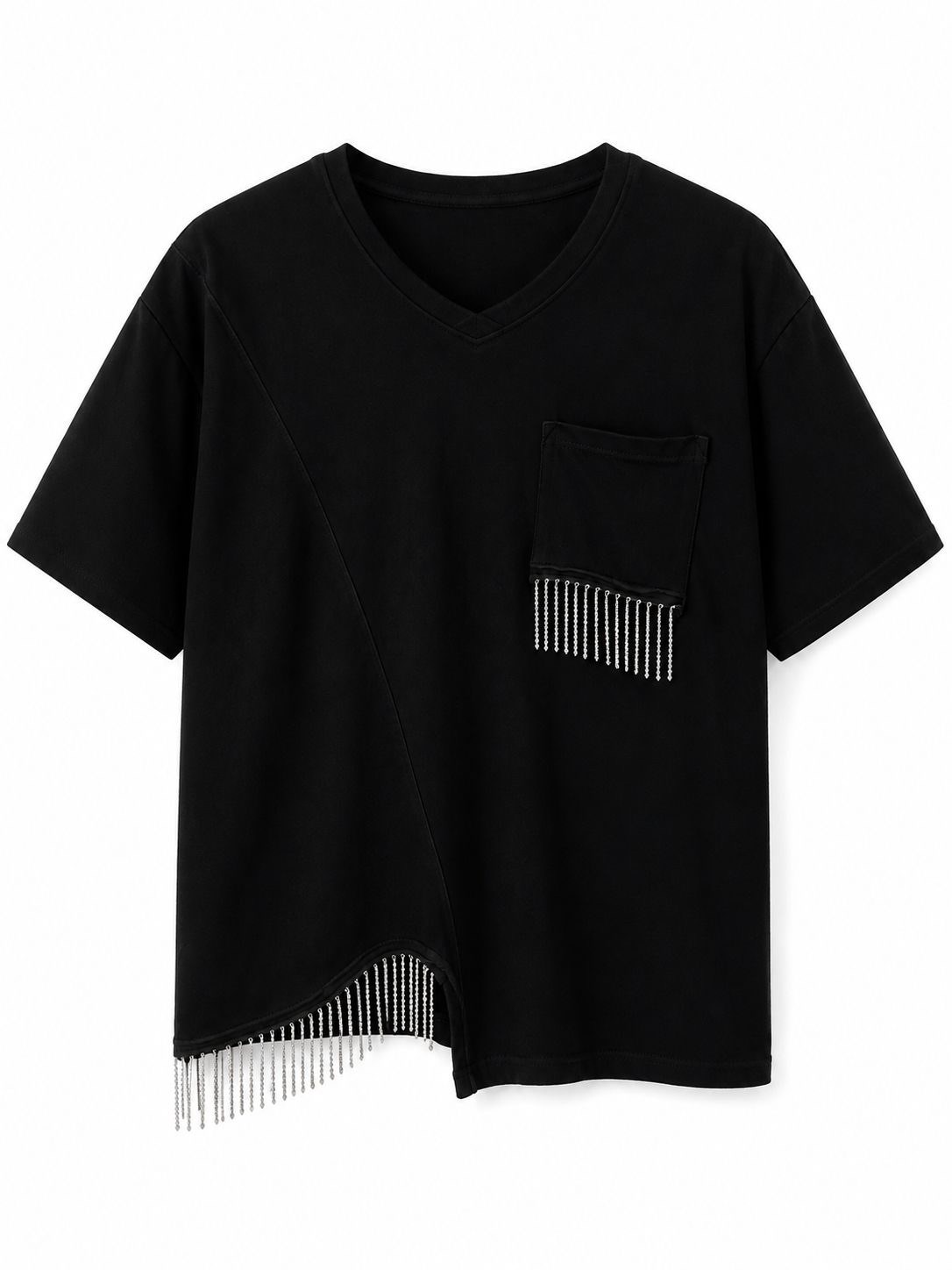 Siyah Zincir Detaylı Tshirt