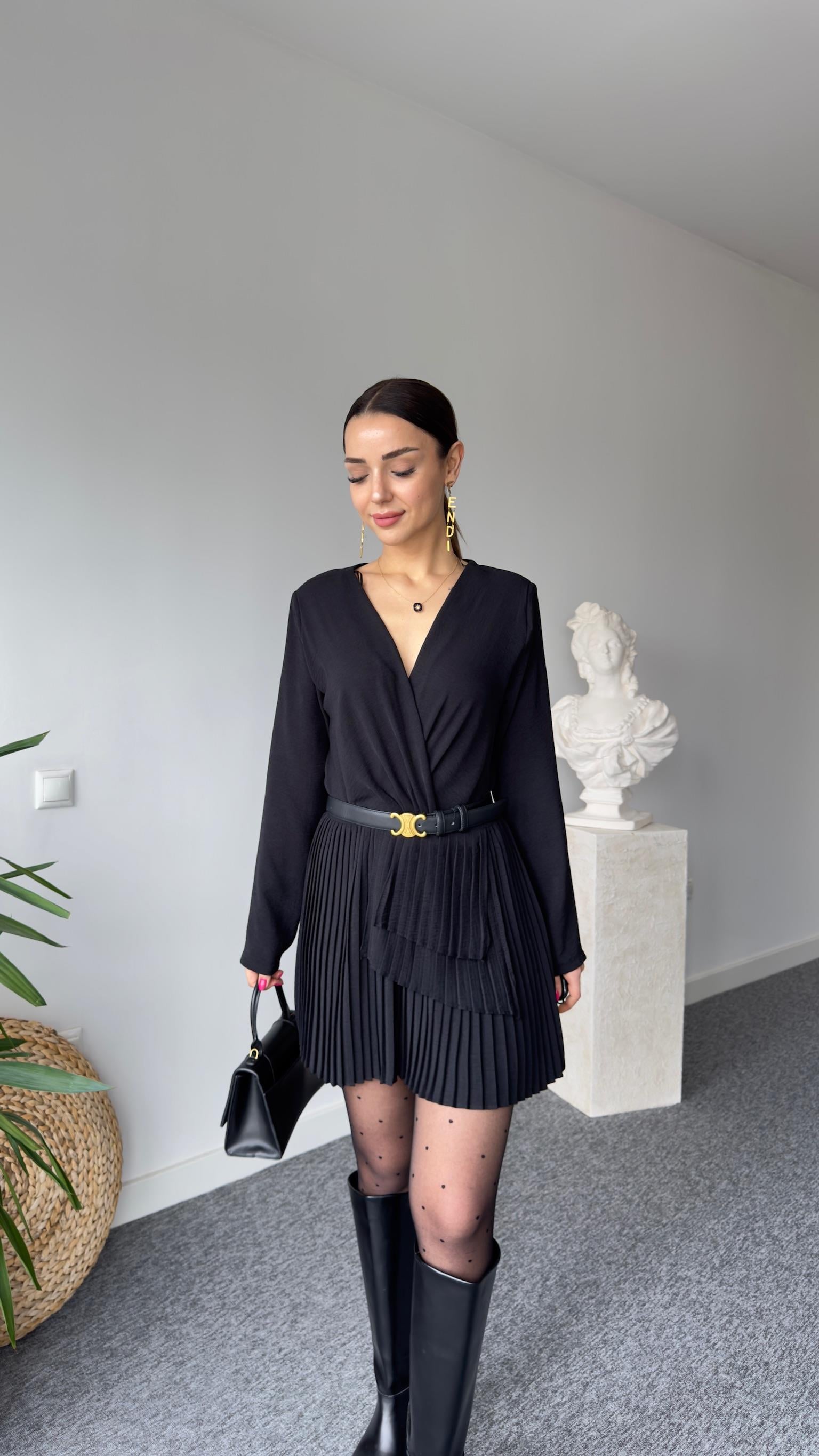 Ruben Piliseli Siyah Şort Tulum