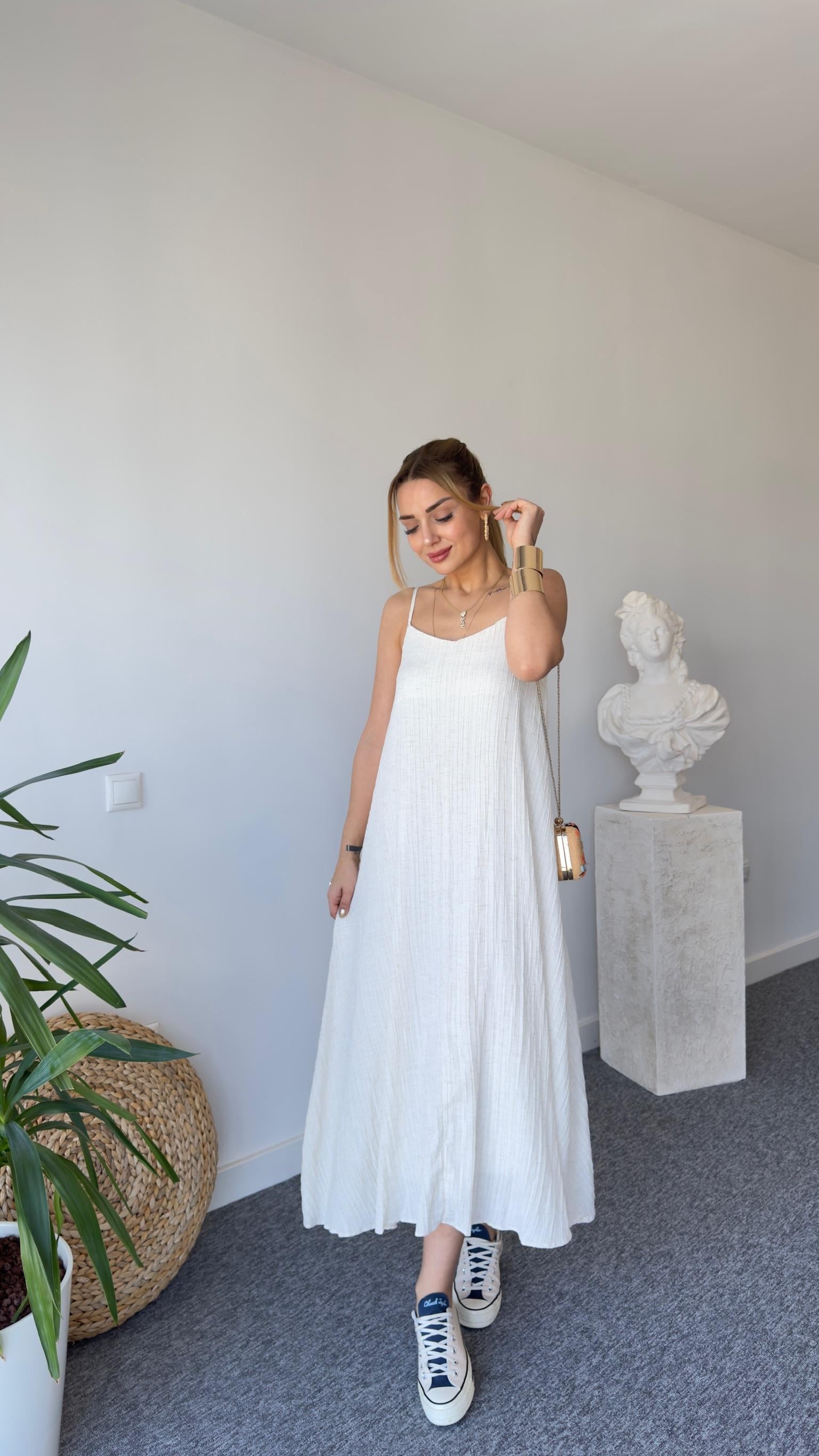 Des Astarlı Bej Elbise 