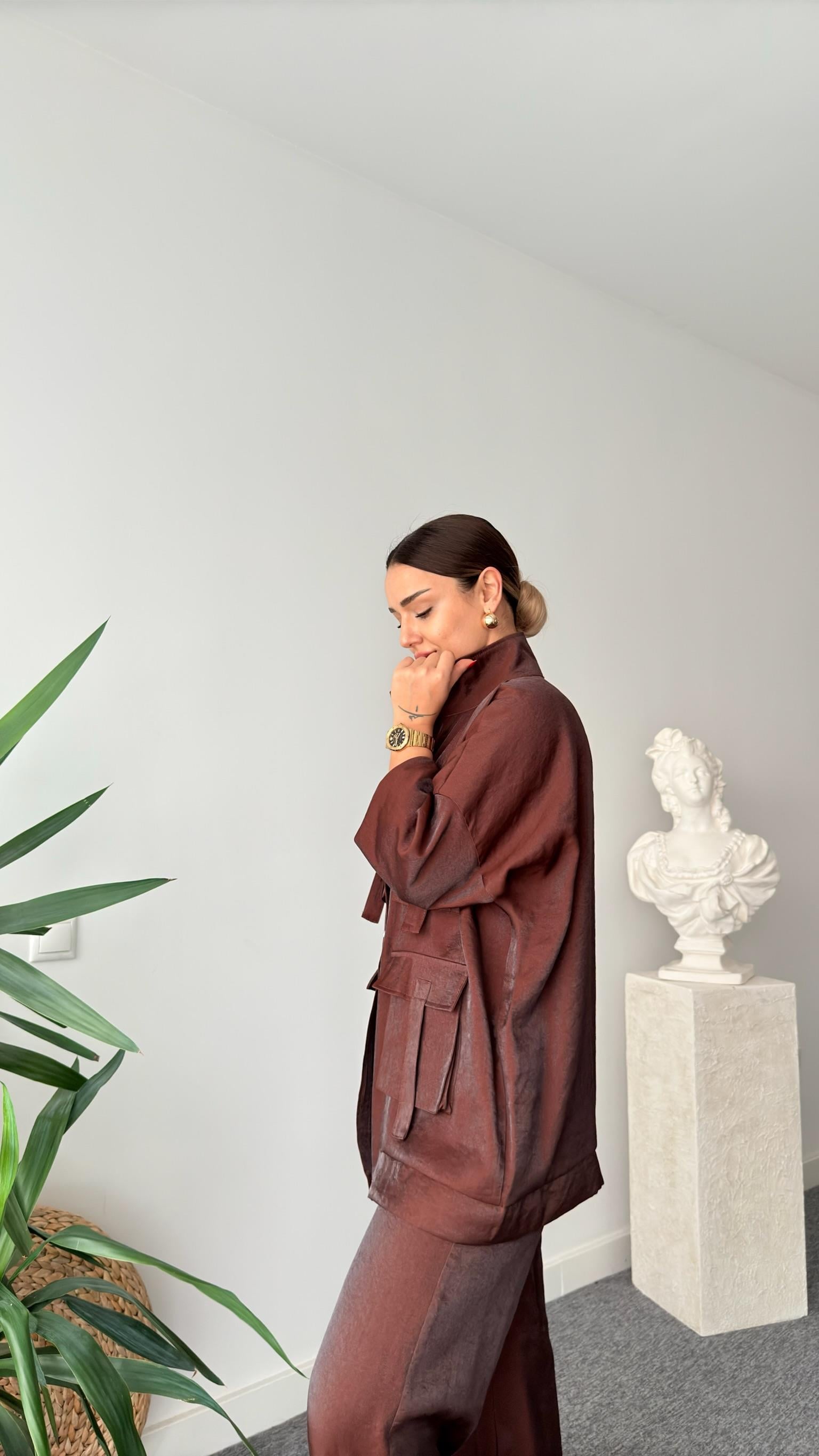 Kahve Vuaye Cep Detaylı Takım