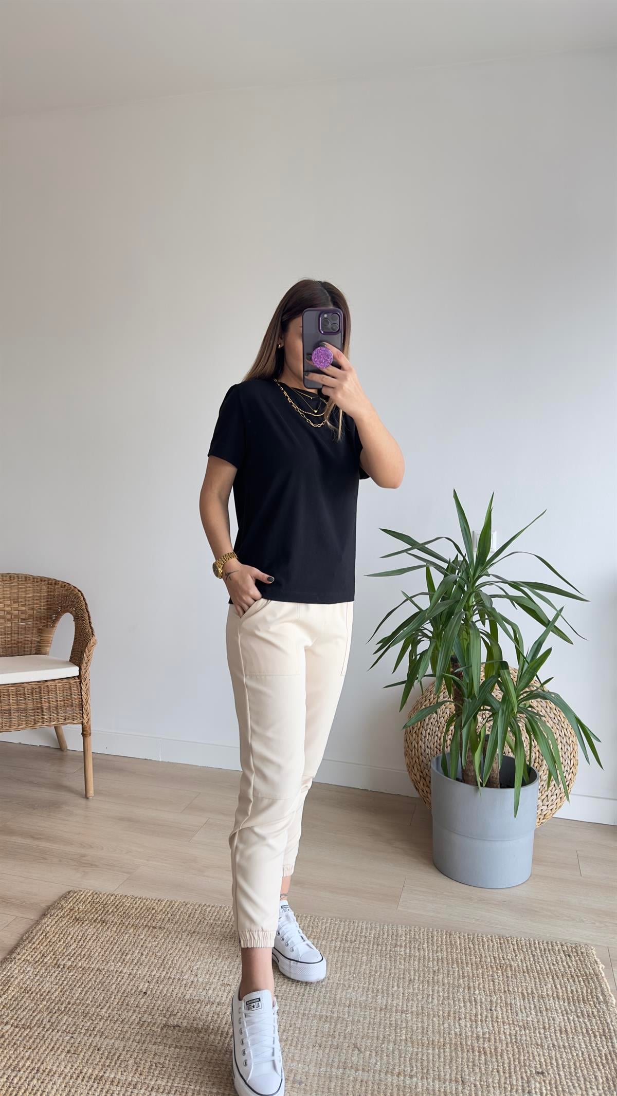 Bisiklet Yaka Massi Siyah Basic