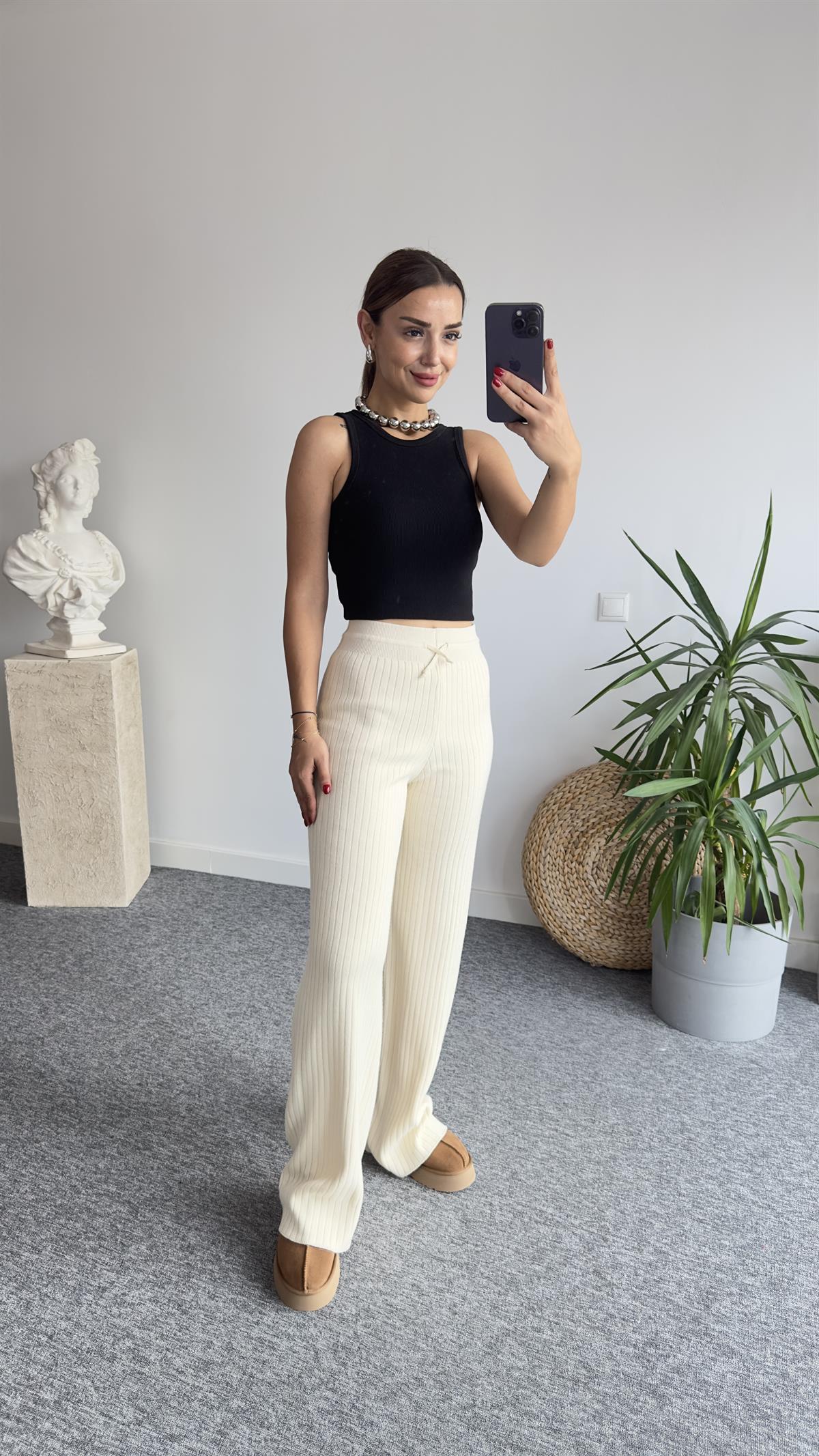 Elin Bej Triko Pantolon