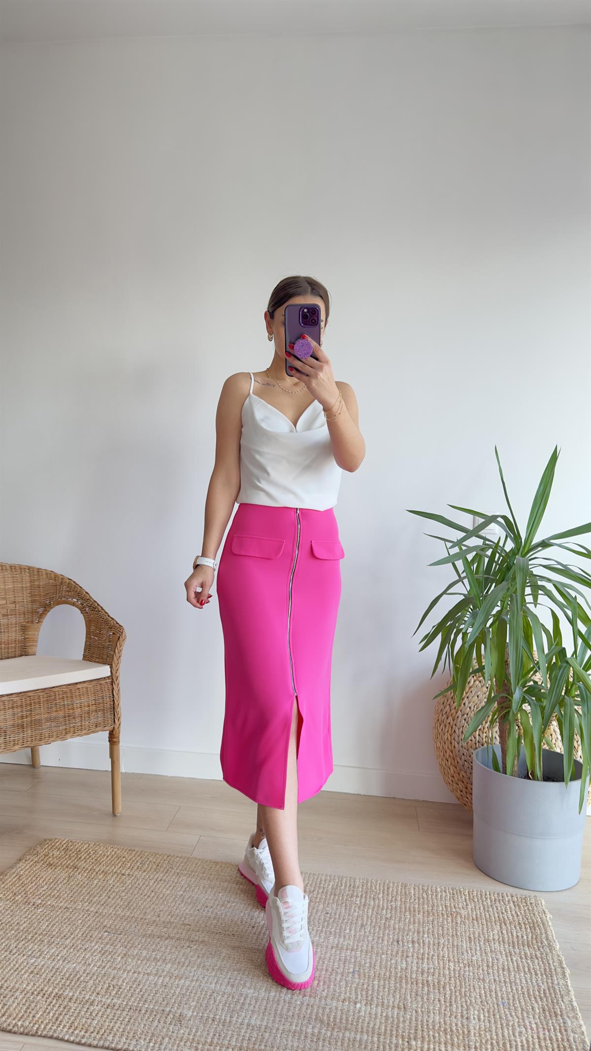 Milva Zra Model Fermuar Detay Pembe Etek