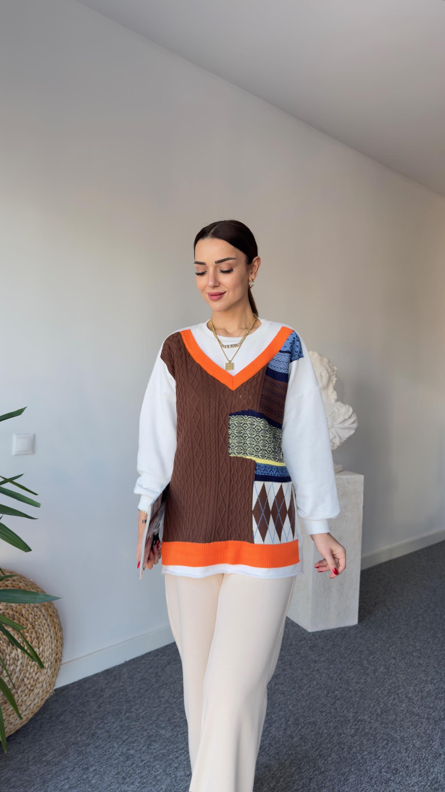 Sheri Tws Model Garnili Kahve Sweat