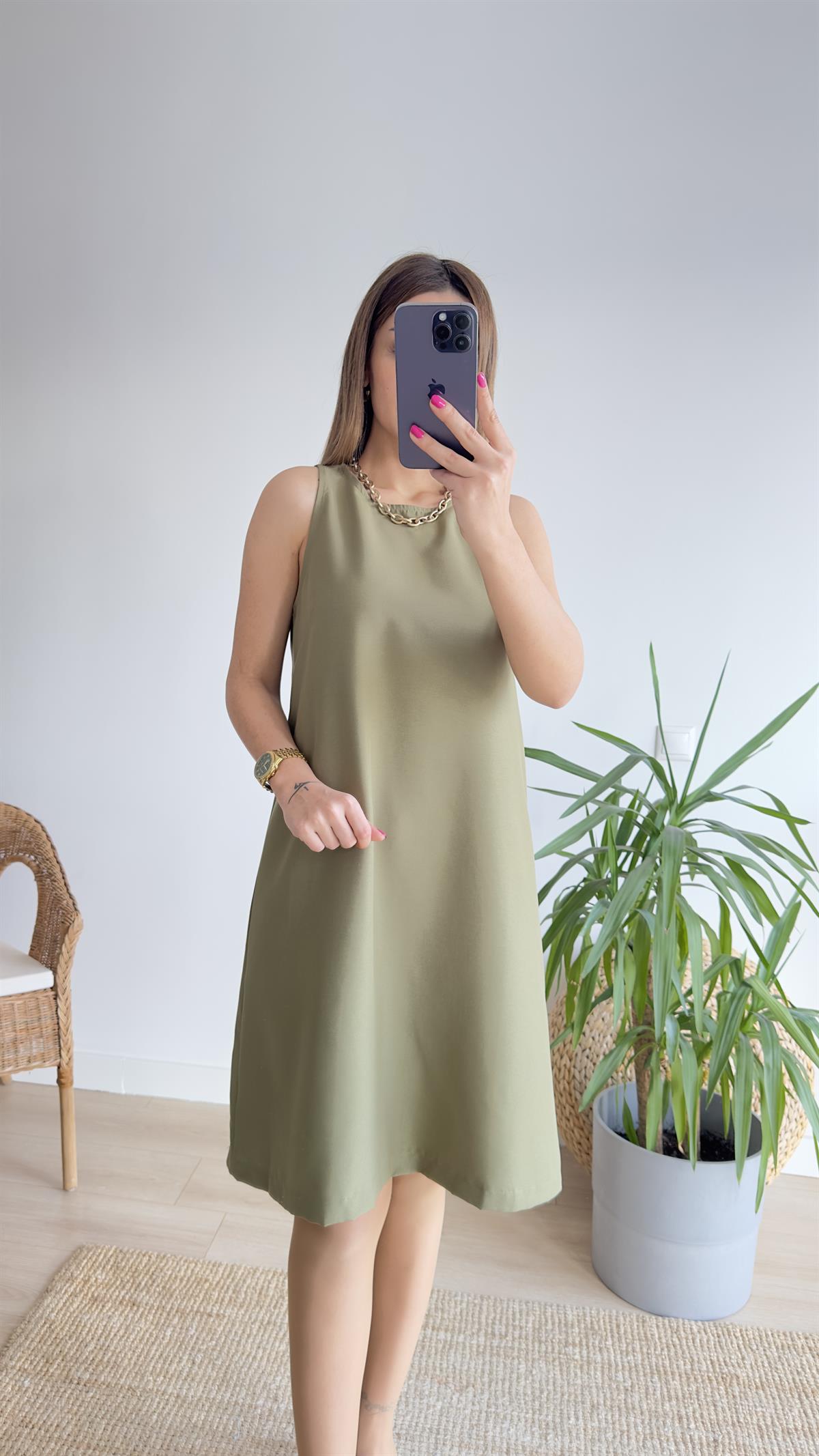 Marta Kolsuz Haki Basic Elbise 