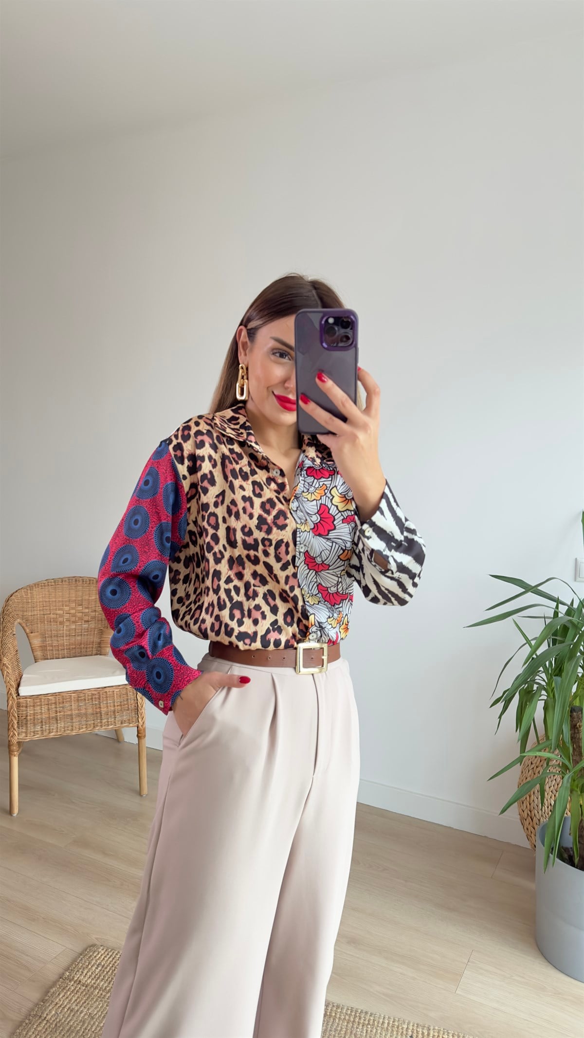 Patchwork Saten Gömlek