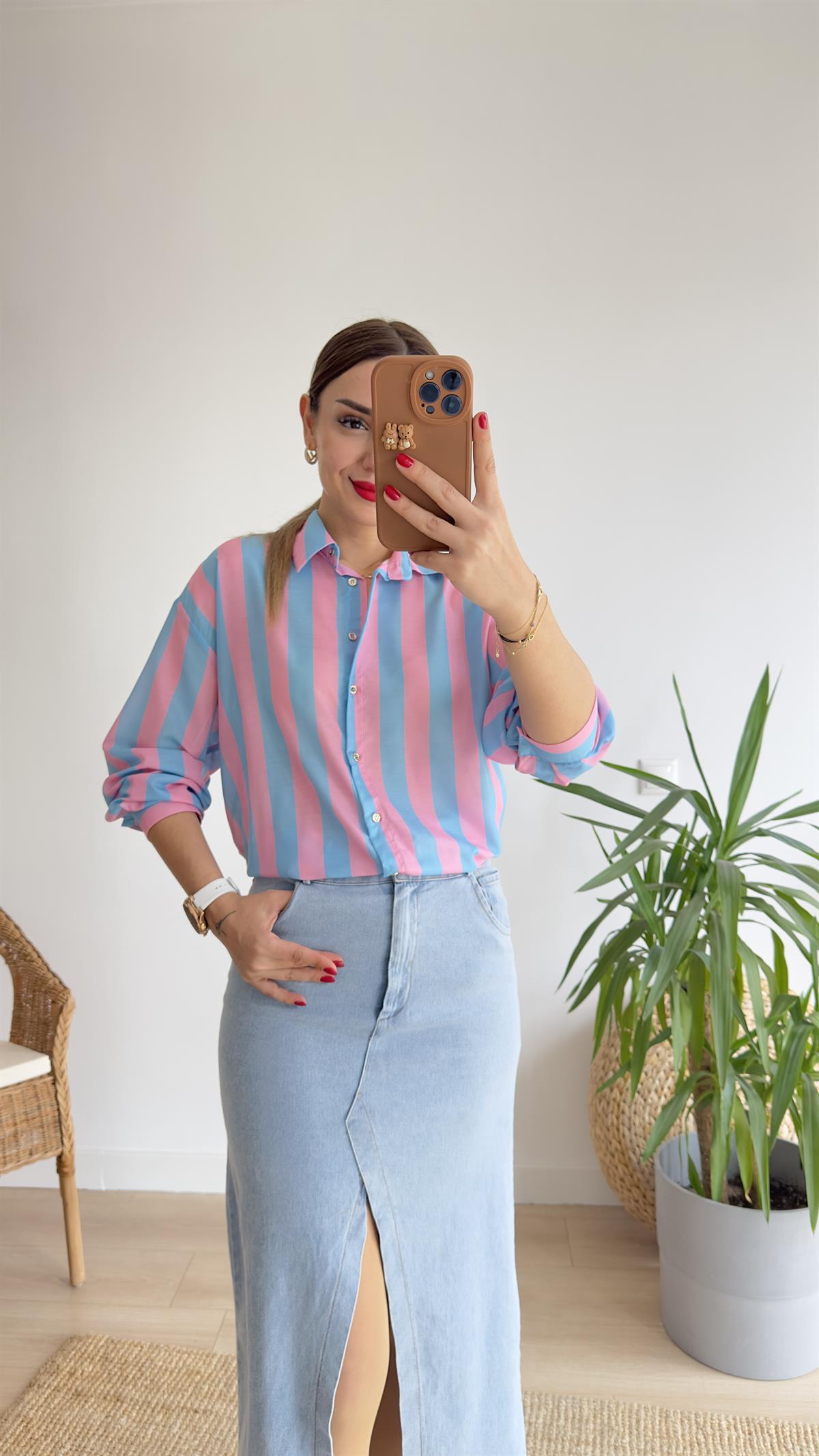 Ares Zra Model Pembe Çizgili Gömlek