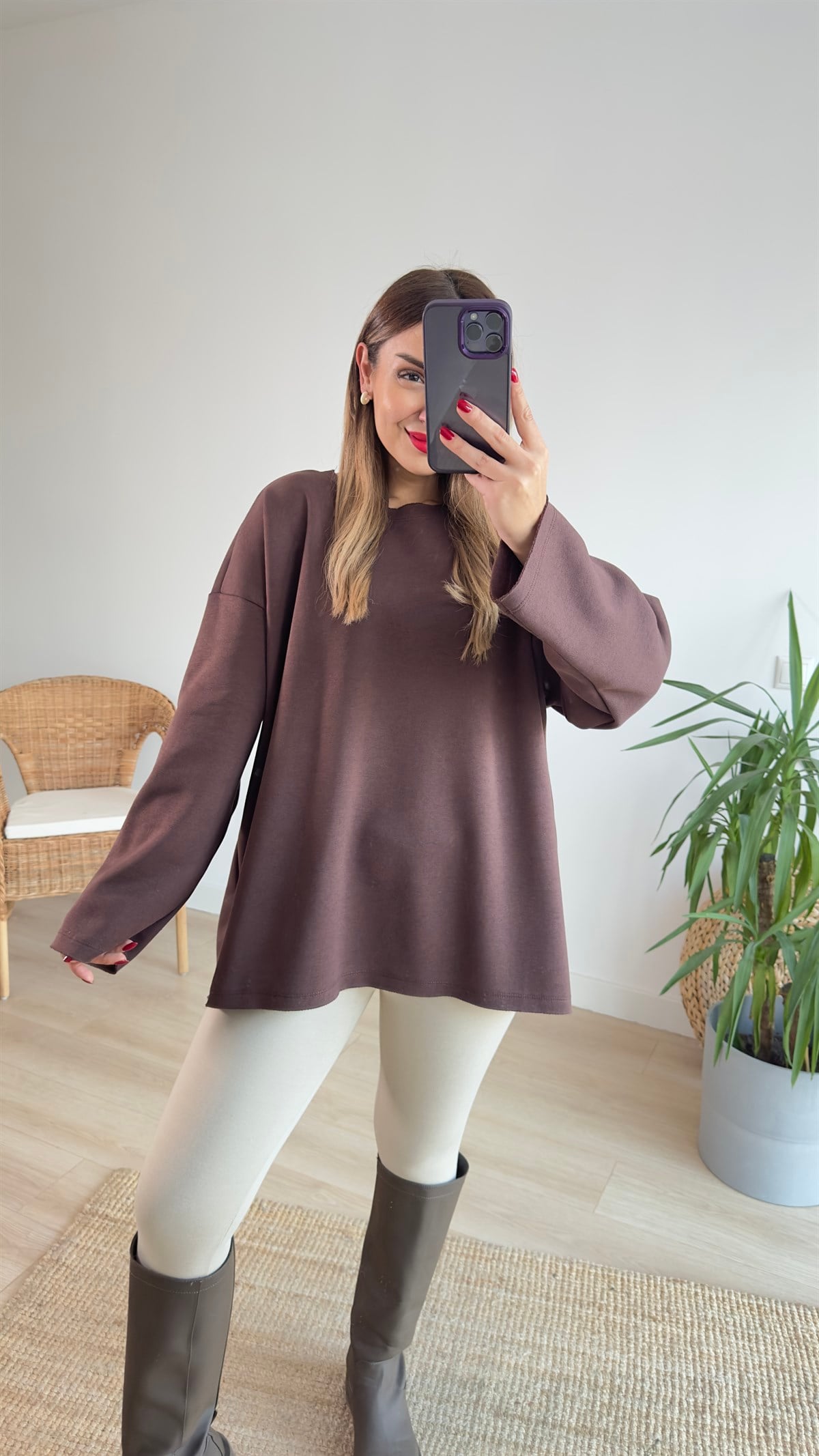 Kahve Pis Dikiş Şardonlu Sweat