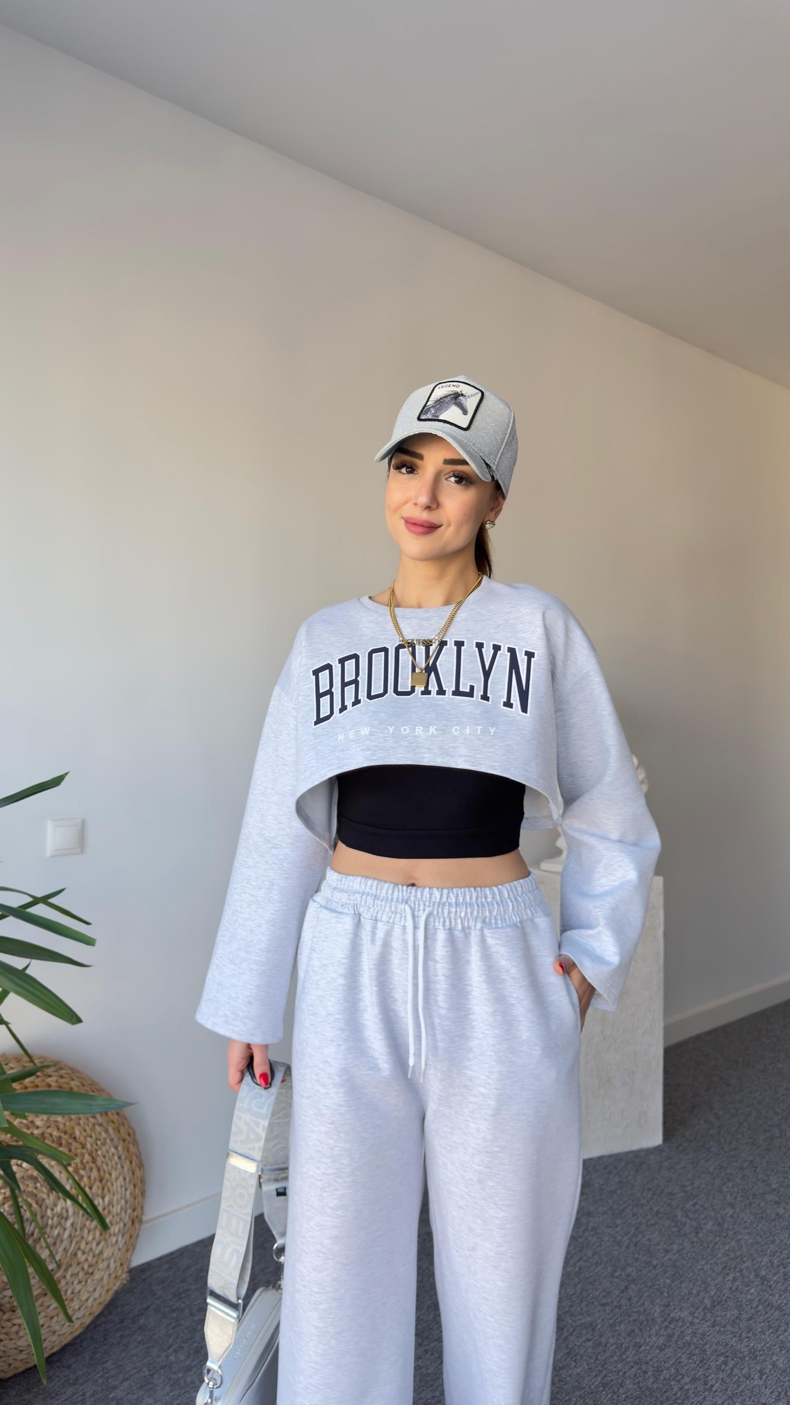 Çift Parça Siyah Atletli Brooklyn Sweat