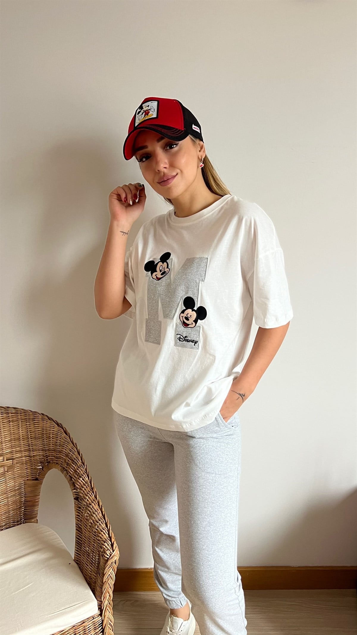 Mickey Baskılı Gri Eşofman Takımı