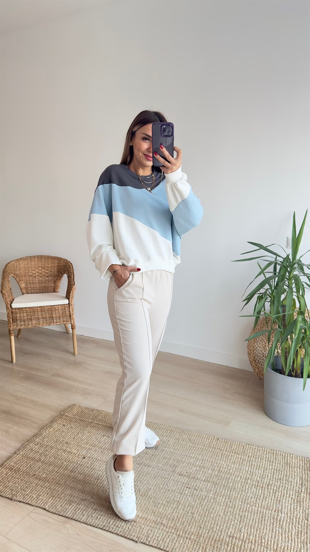 Renk Geçişli Mavi Sweat