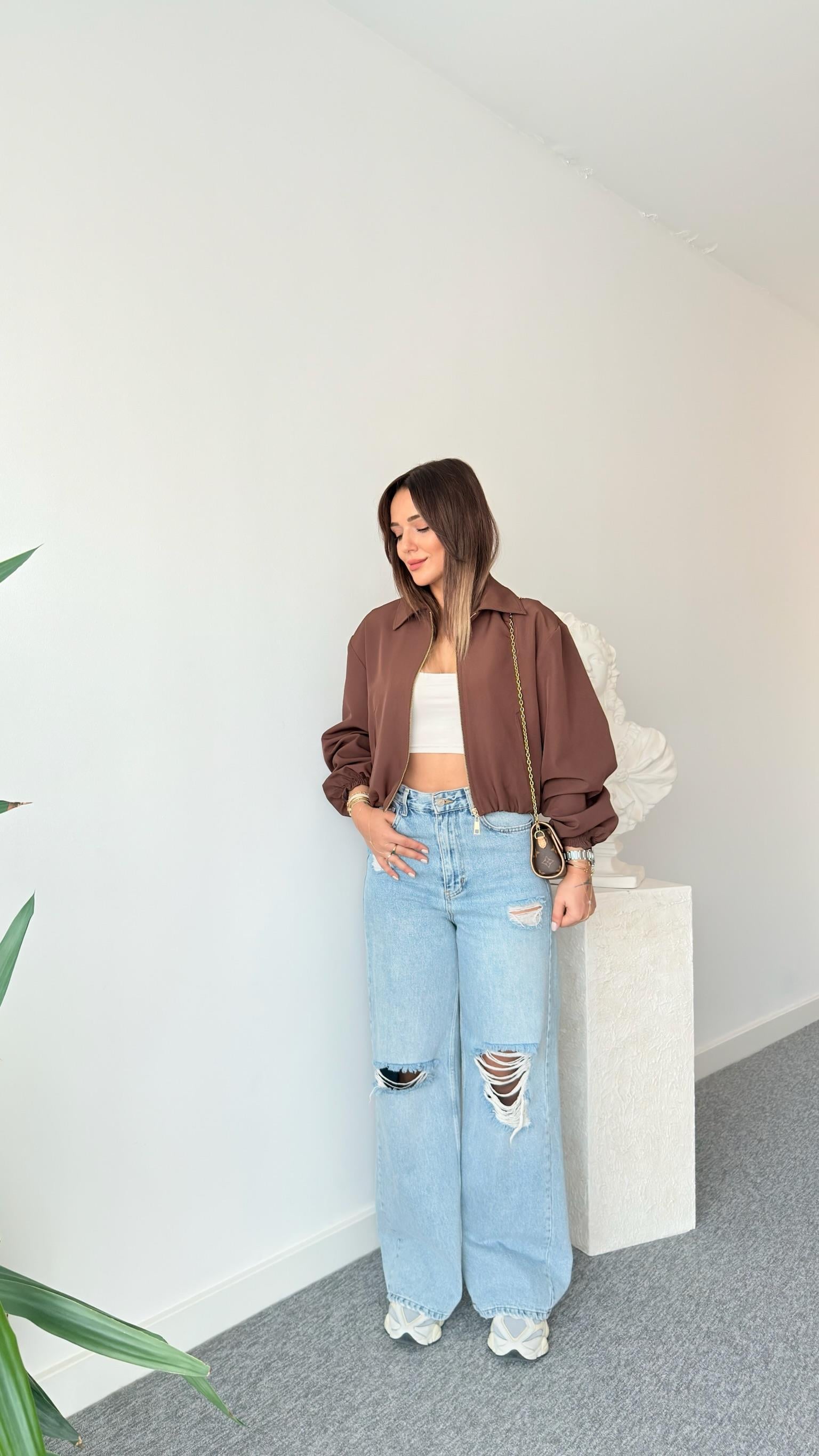 Kahve Razno Zra Model Bomber Ceket