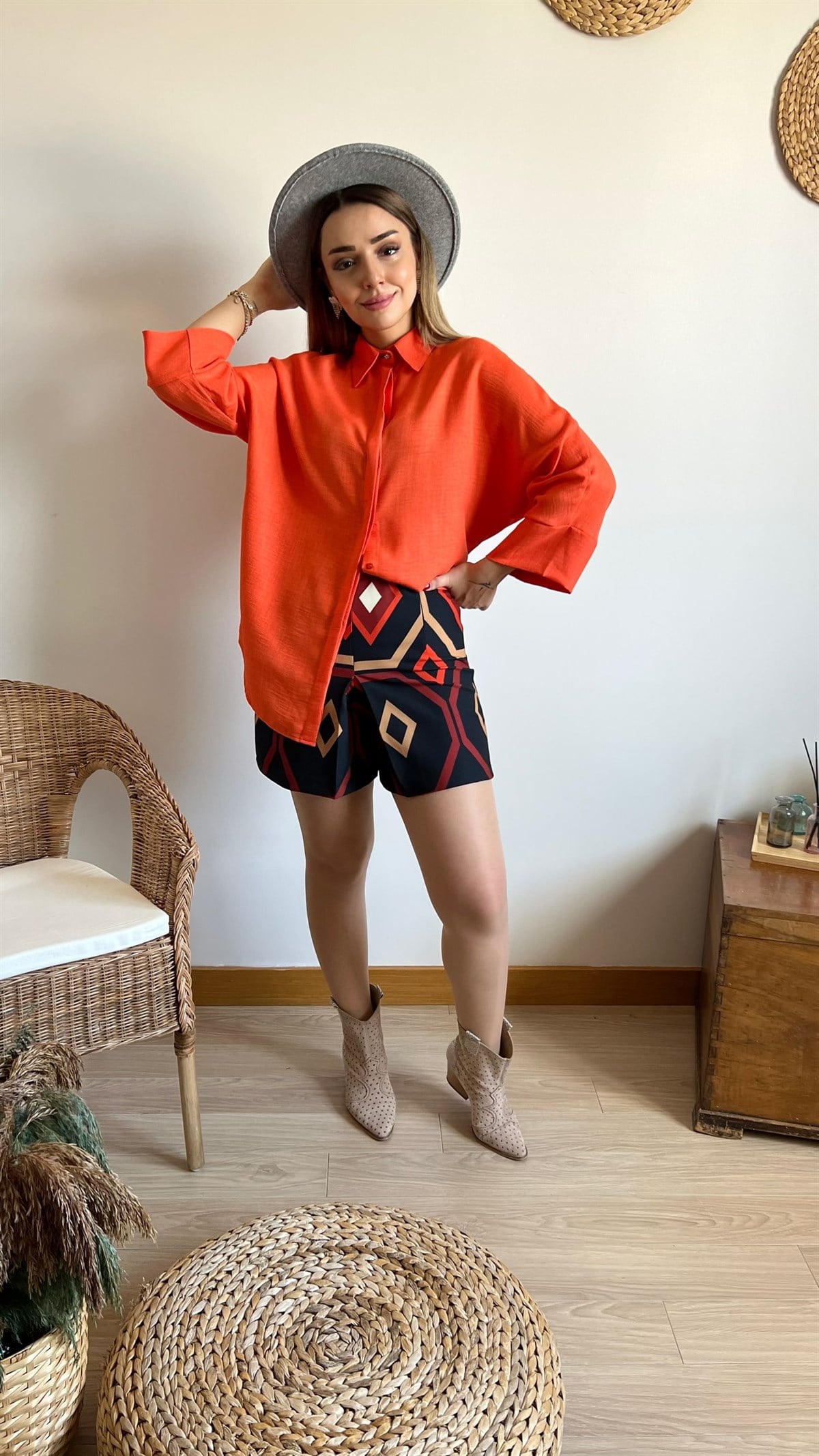 Zara Model Geometrik Desen Şort