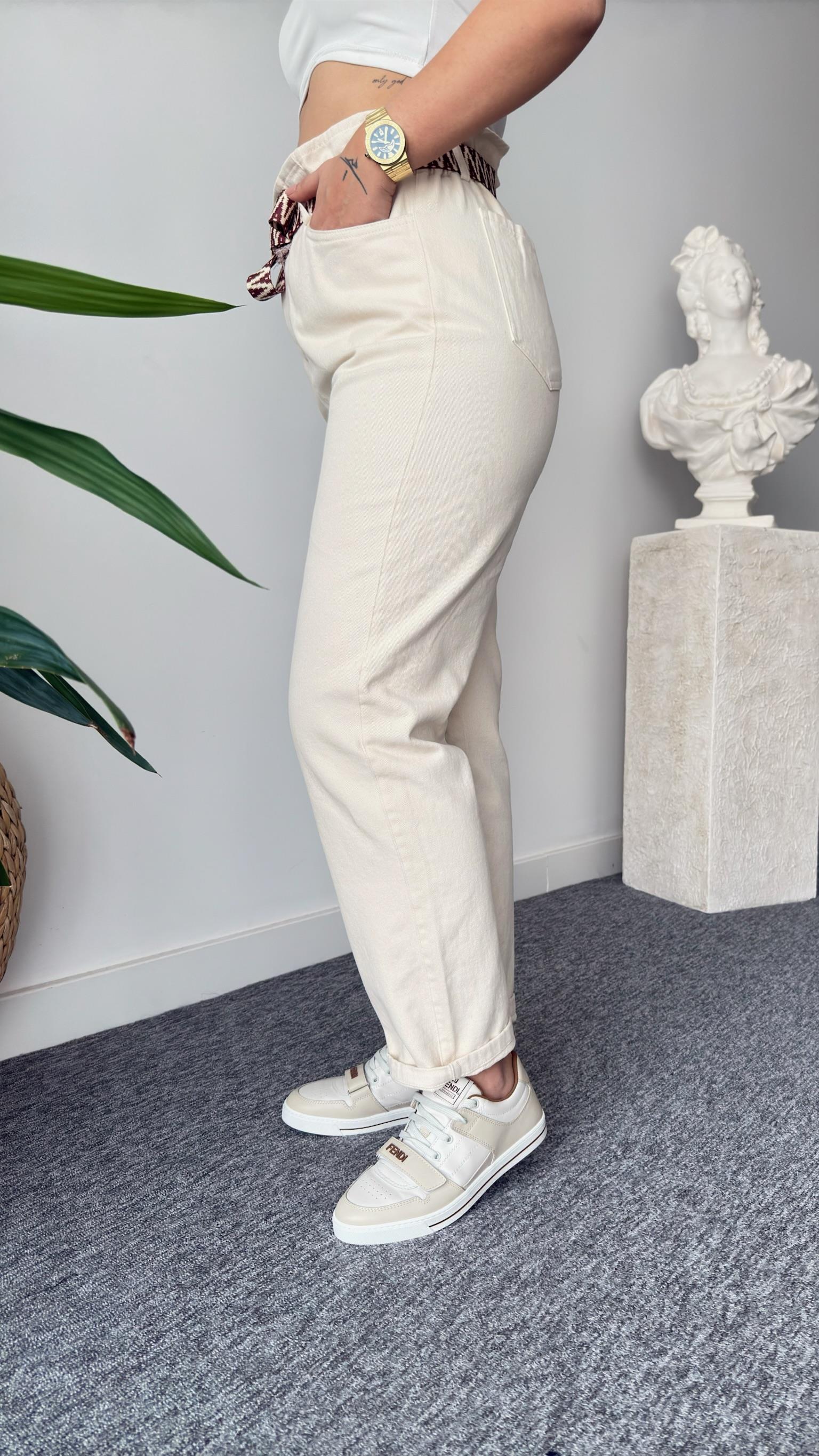 Blanca Kemerli Taş Gabardin Pantolon