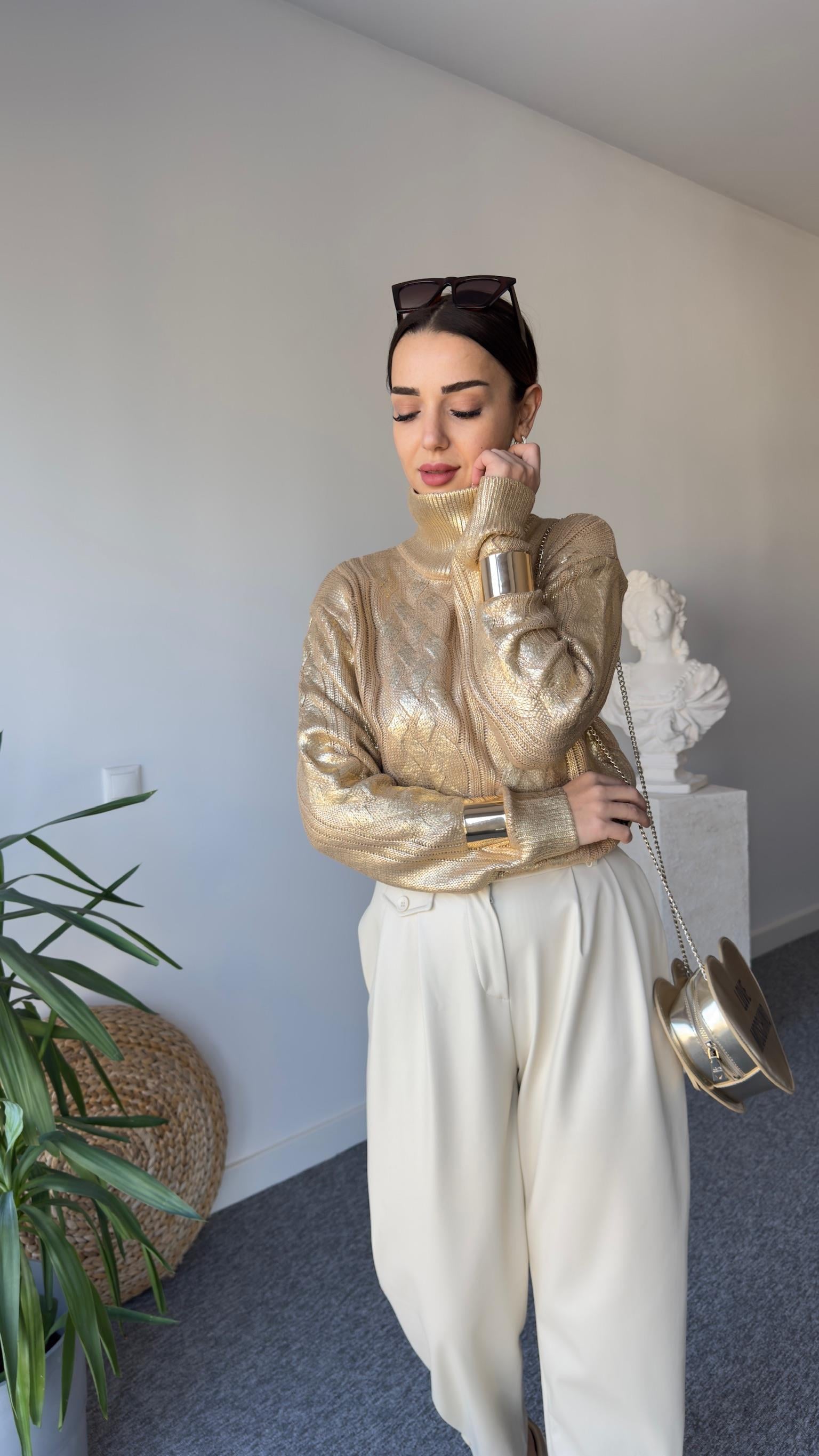 Zra Model Gold Varaklı Kazak