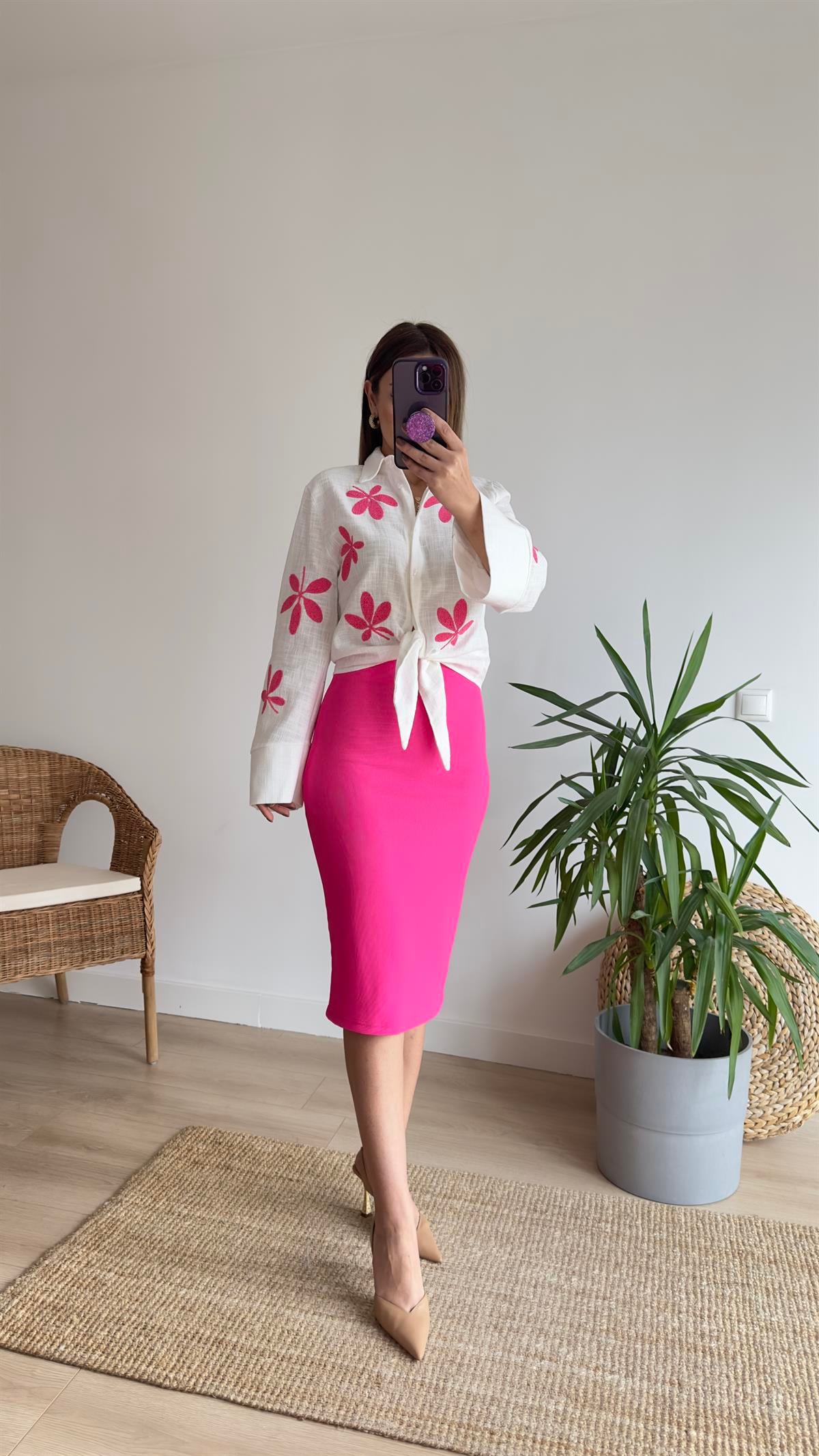 Pembe Midi Boy Etek