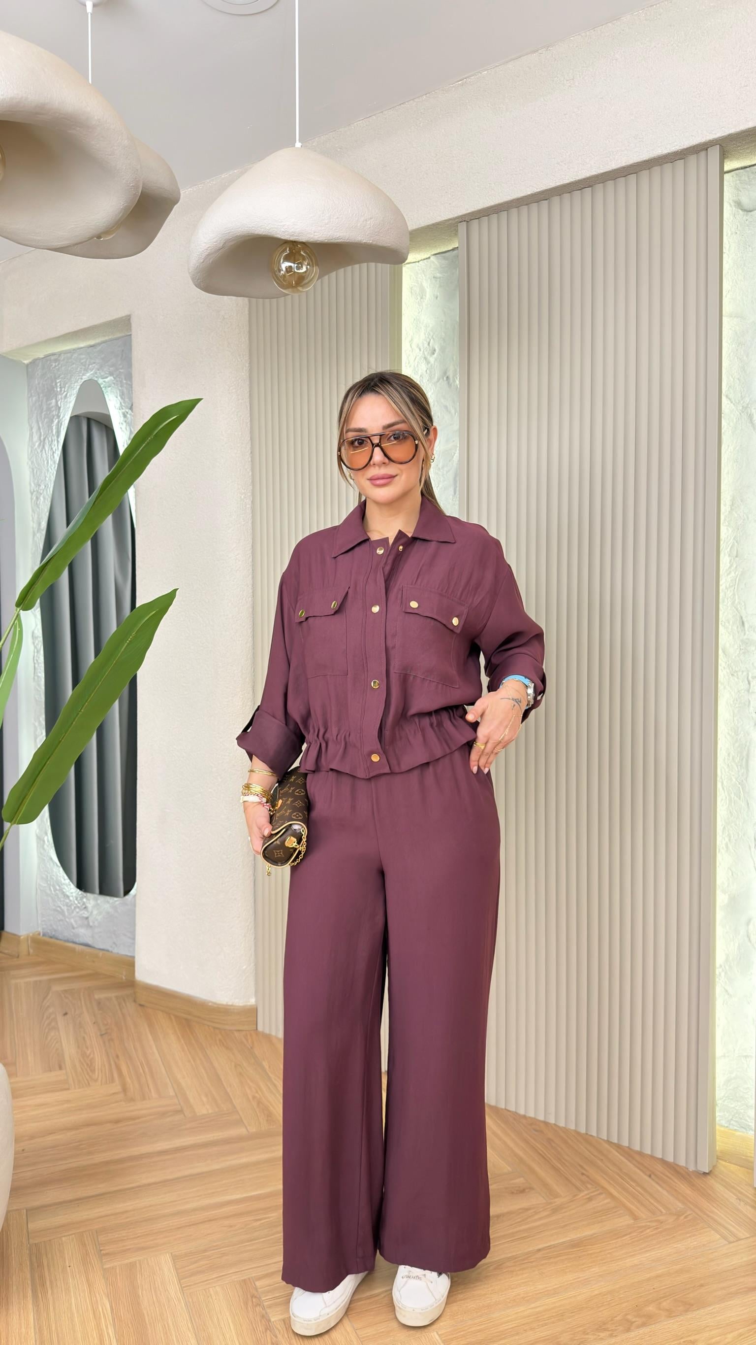 Bordo Pergeo Bel Büzgülü Tensel Takım